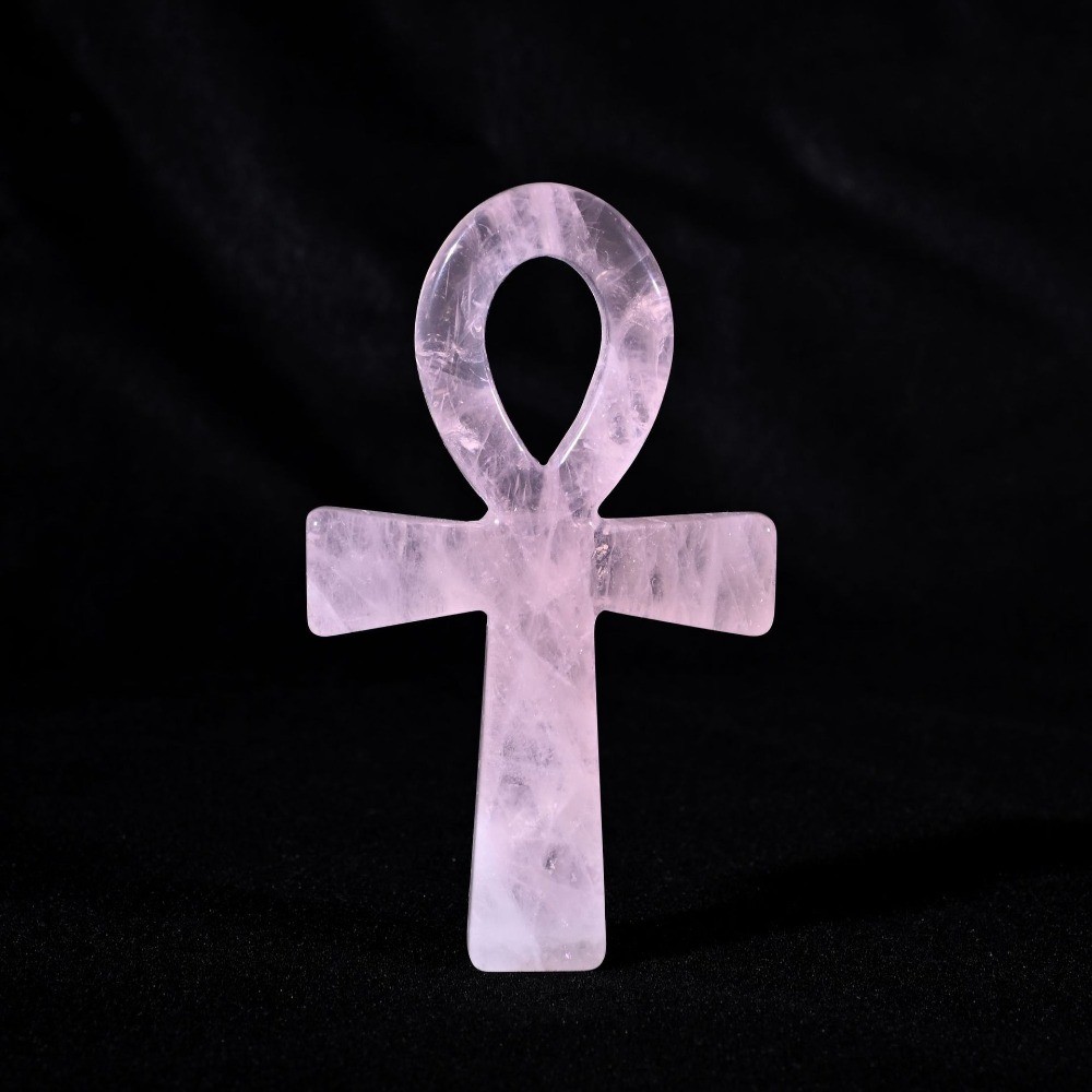 Natural Crystal Ankh Cross Pendant Egyptian Life Symbol Reiki Healing Quartz