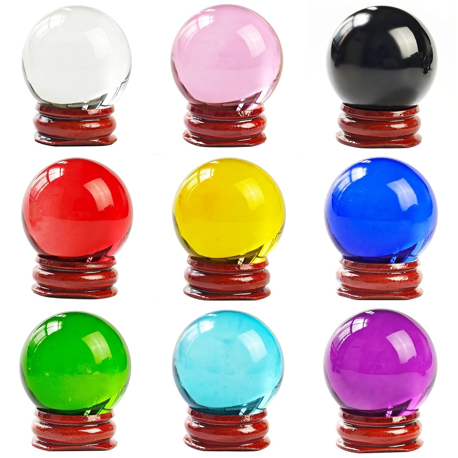 Feng Shui 40MM Multicolor Crystal Ball Asian Rare Natural Magic Beads Healing Sp