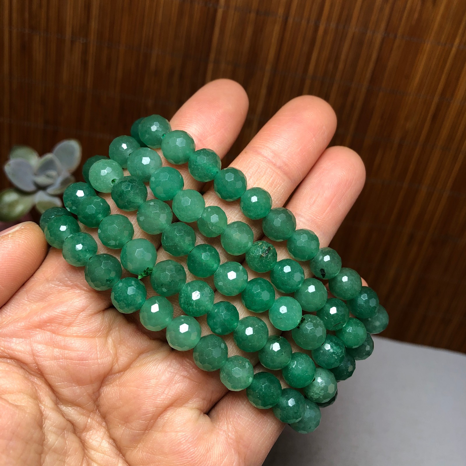 5Pcs Natural Aventurine Quartz bracelets Crystal ball sphere facet 8mm A3426
