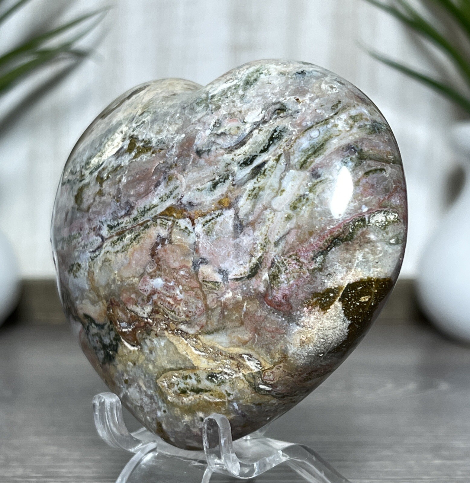 205g COSMIC JASPER HEART 🧡 Crystal Ocean Mineral Sea Pink Chakra Reiki