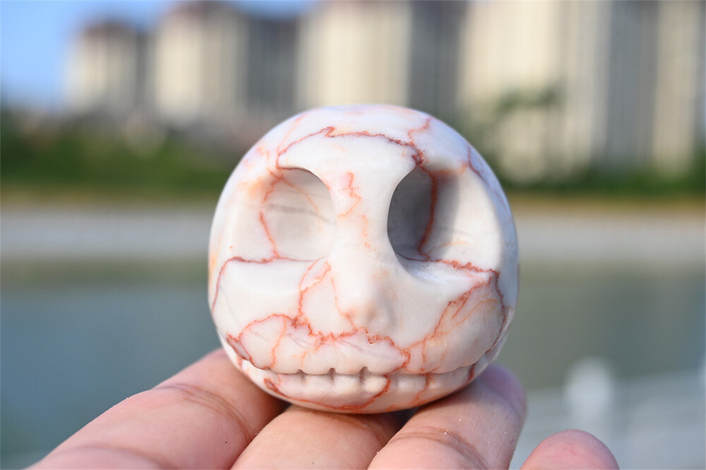 1.8″ Creative Carved Natural Quartz Crystal Ghost Skull Reiki Halloween gift 1pc