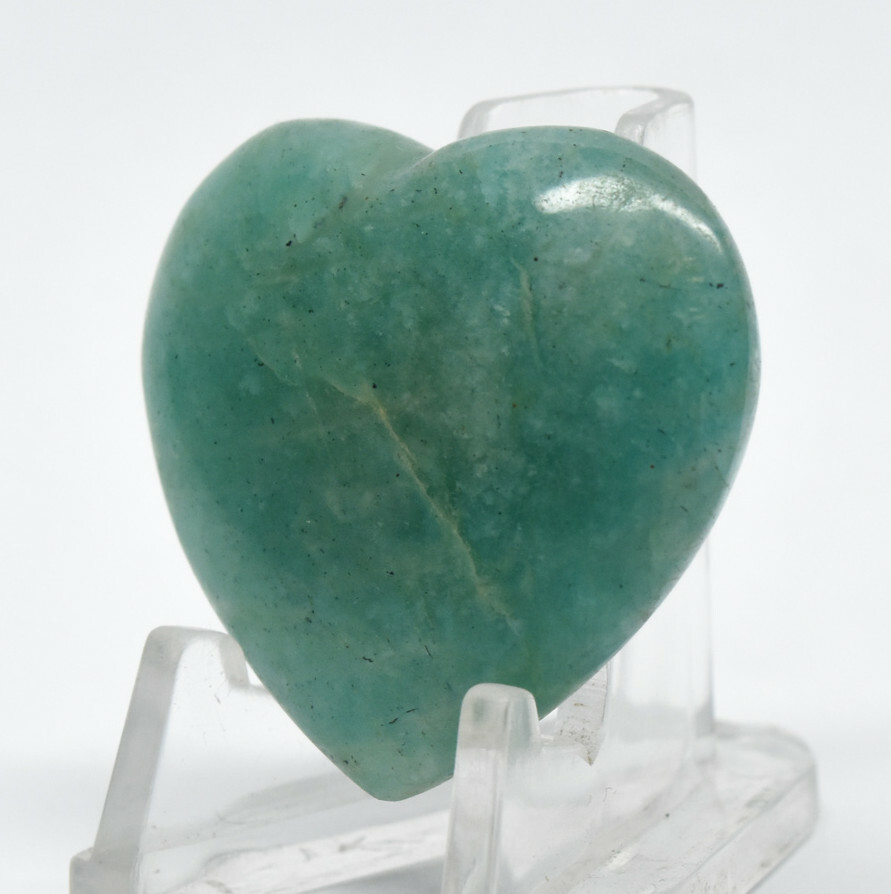 37mm Dark Green Amazonite Heart Feldspar Gemstone Crystal – Madagascar (1PC)