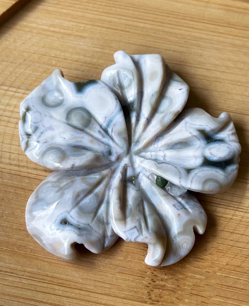 8th Vein Orbicular Ocean Jasper Flower – Natural Crystal Carving Rare Find