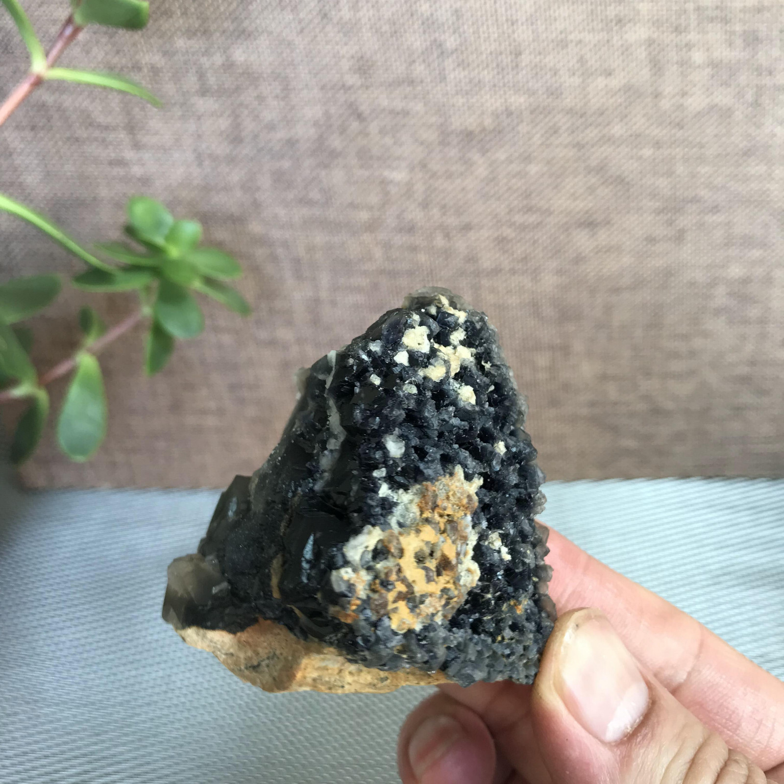 58mm NATURAL Grey Cubic FLUORITE Crystal Cluster Mineral Specimen 170g A1287
