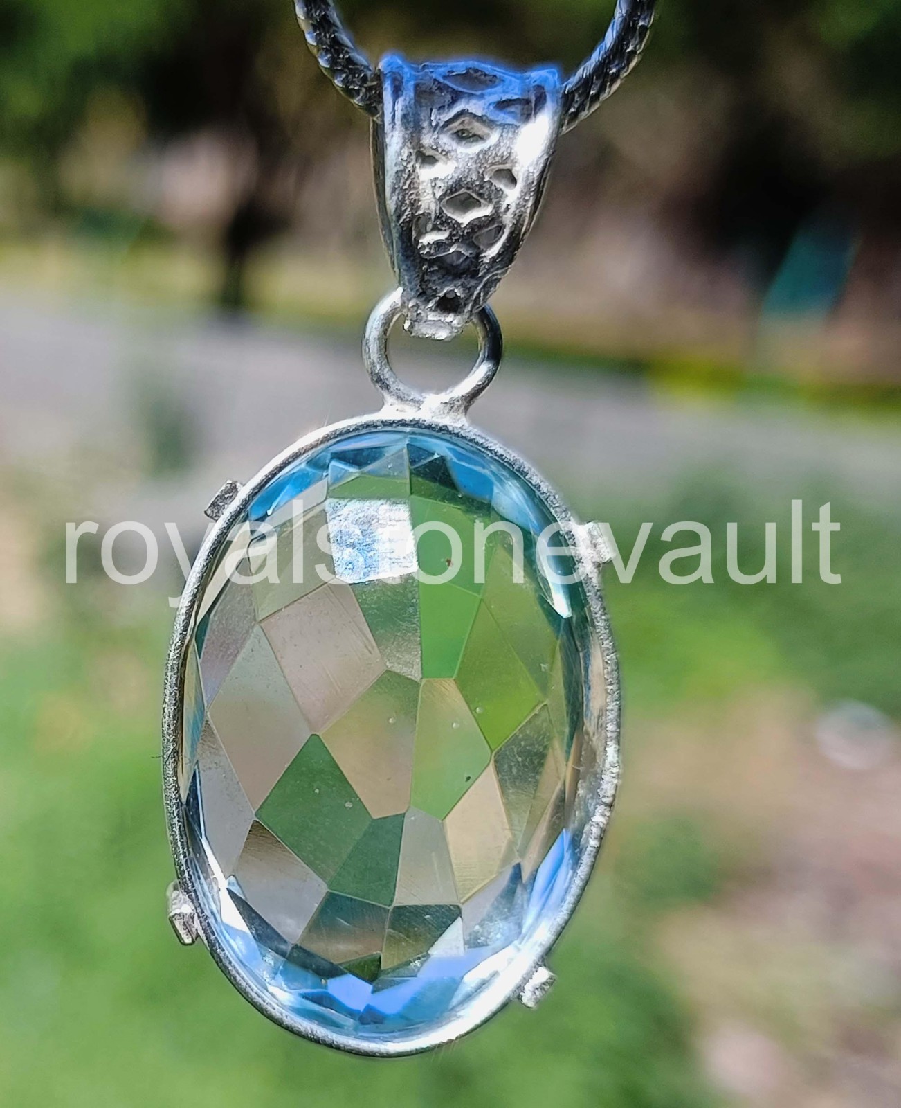 65.70 Ct Natural Blue Aquamarine Oval Shape 925 Silver Pendant IGL Gemstone 6AHV