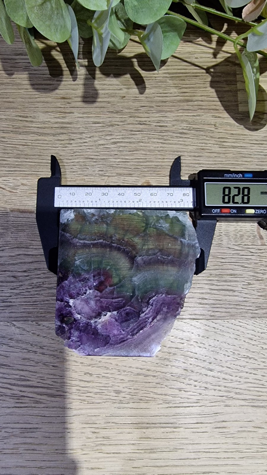 Rainbow Fluorite Crystal Slab Raw Specimen 205g UV Reactive Free Stand