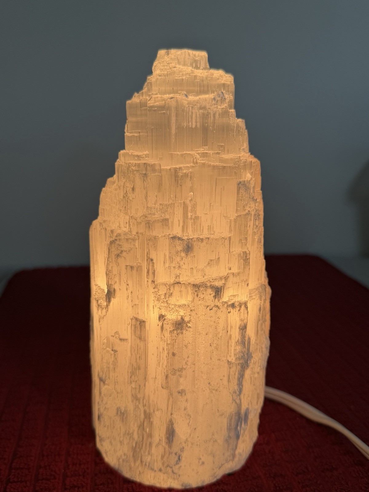 Selenite Crystal Tower Lamp Tower Skyscraper Healing Light 8.5” Tall