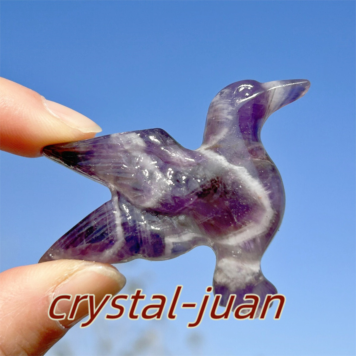 2″+ Natural Dreamy Amethyst hummingbird skull Carved Quartz Crystal skull heal
