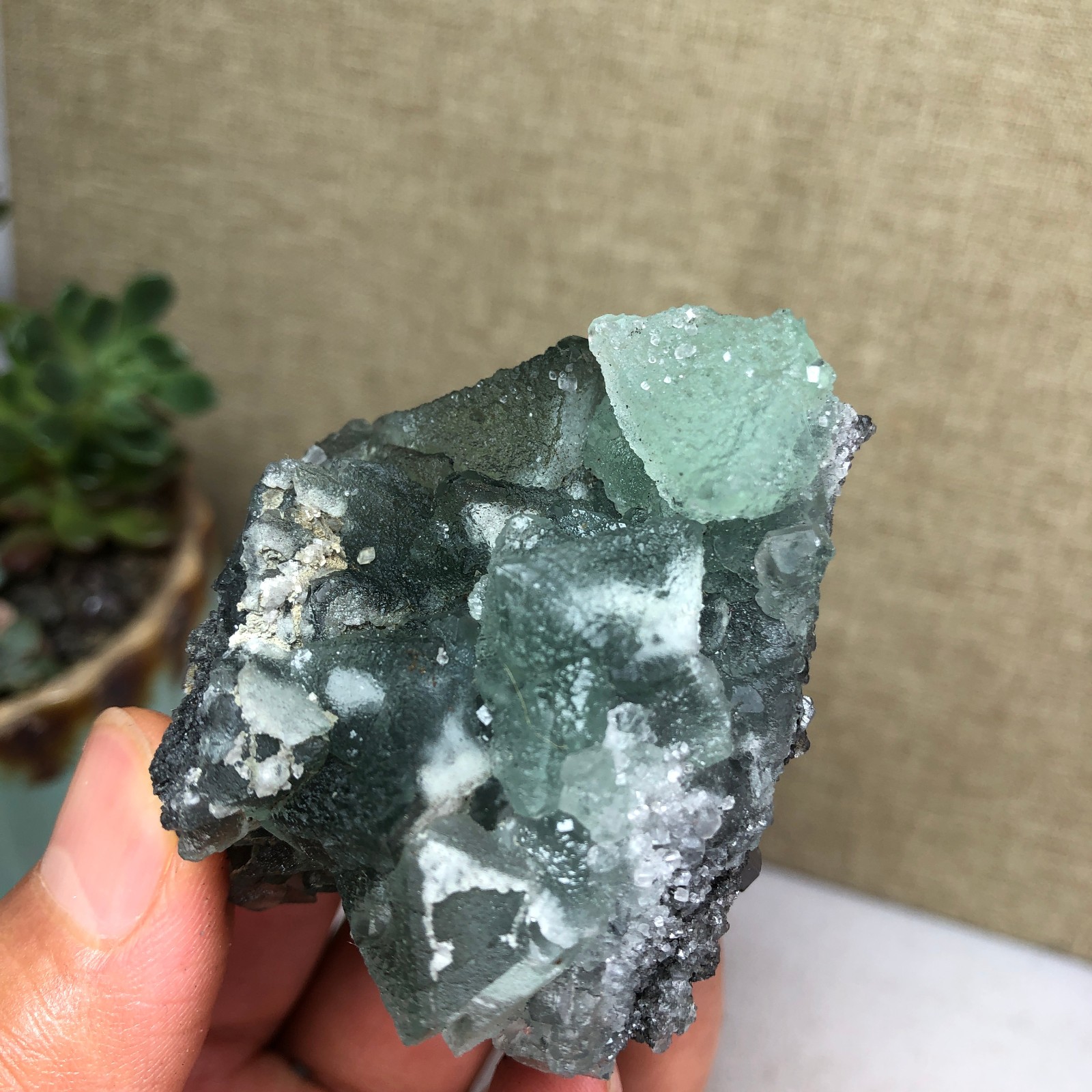 125g NATURAL Green Cubic FLUORITE Crystal Cluster Mineral Specimen A4732