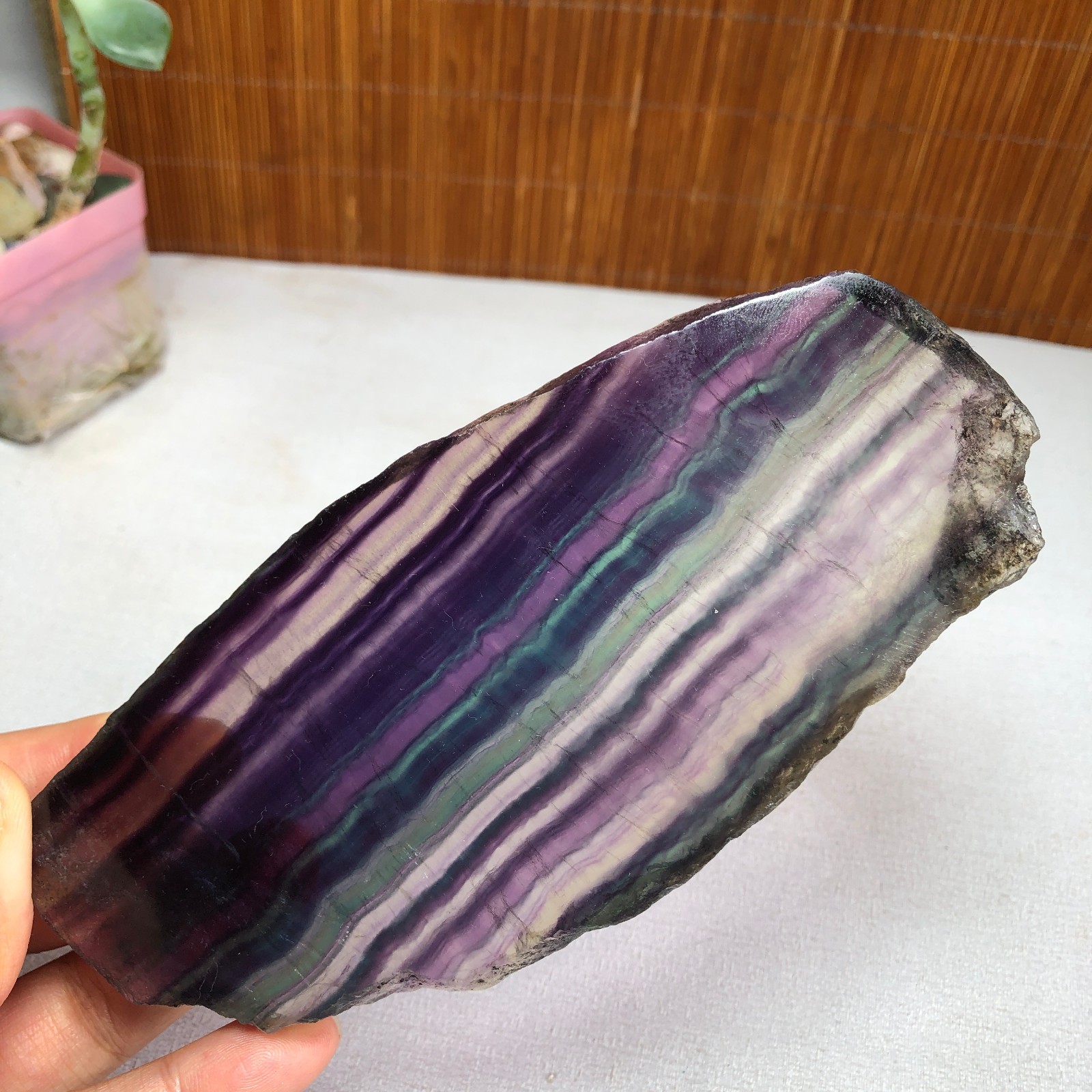 300g Natural Candy fluorite slice Crystal gemstone Polished/rough Specimen A8422