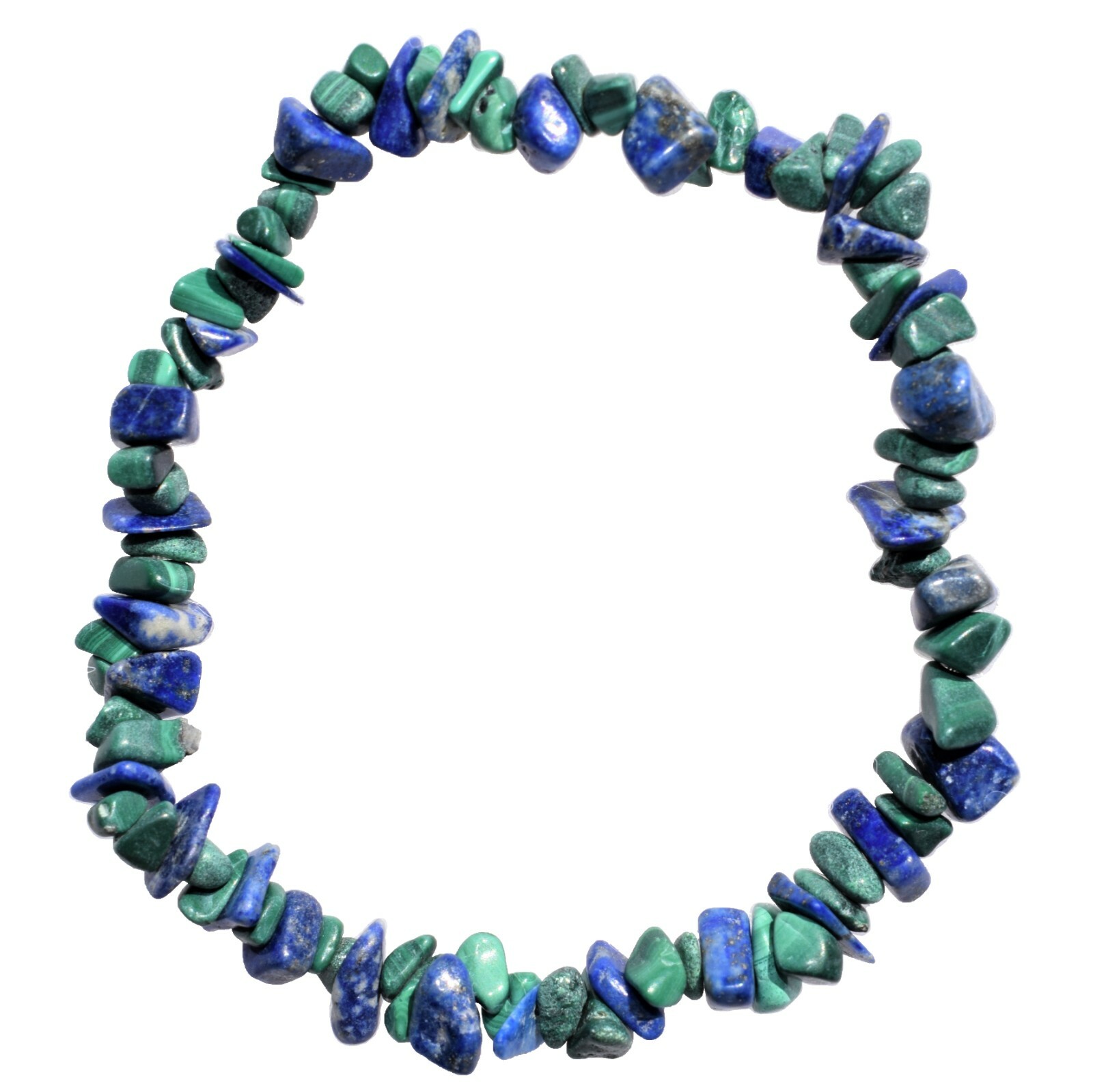 CHARGED Lapis Lazuli Malachite Crystal Stretchy Bracelet + Selenite Puffy Heart
