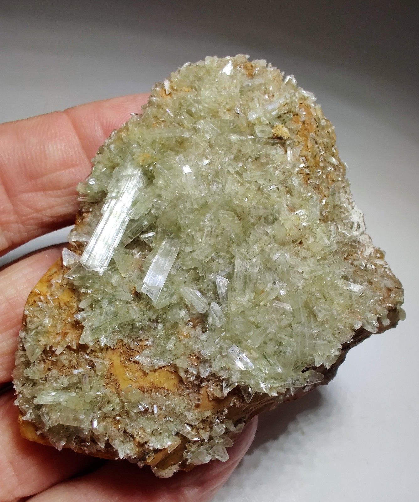 Beautiful pale green Selenite crystals on matrix. Naica Mine? Mexico. 146 grams.