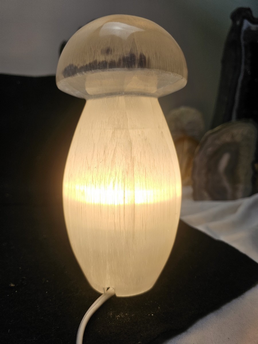 Selenite Mushroom Top Lamps