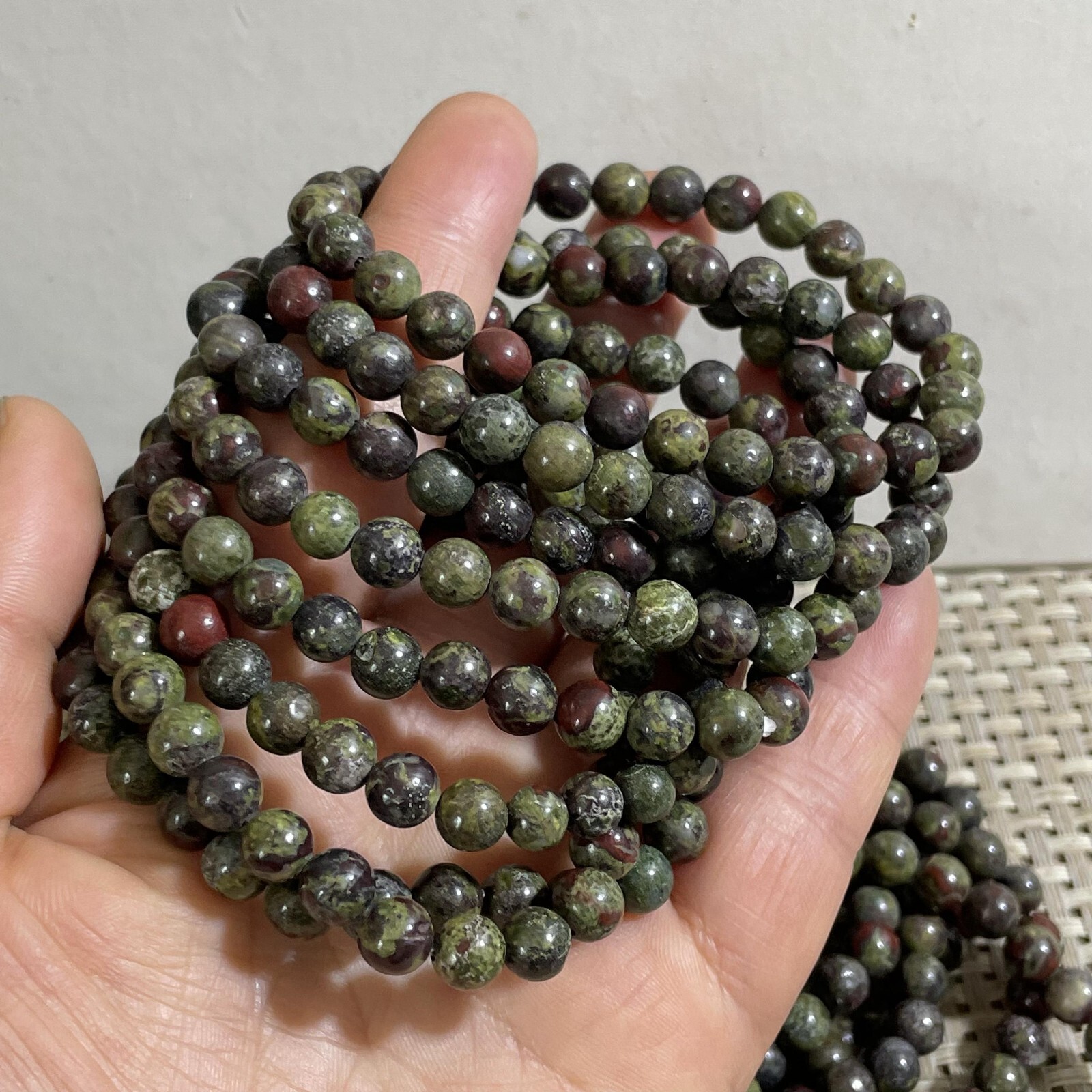 Wholesale 5Pcs Dragon Blood Stone 6mm Quartz Crystal Stretch Bracelet