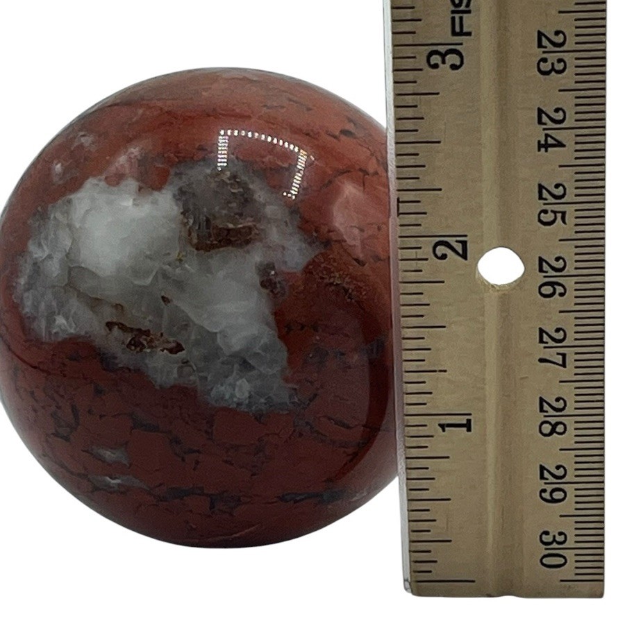 Red Jasper Sphere Polished White Crystal Orb Healing Smooth Round Stone 425g