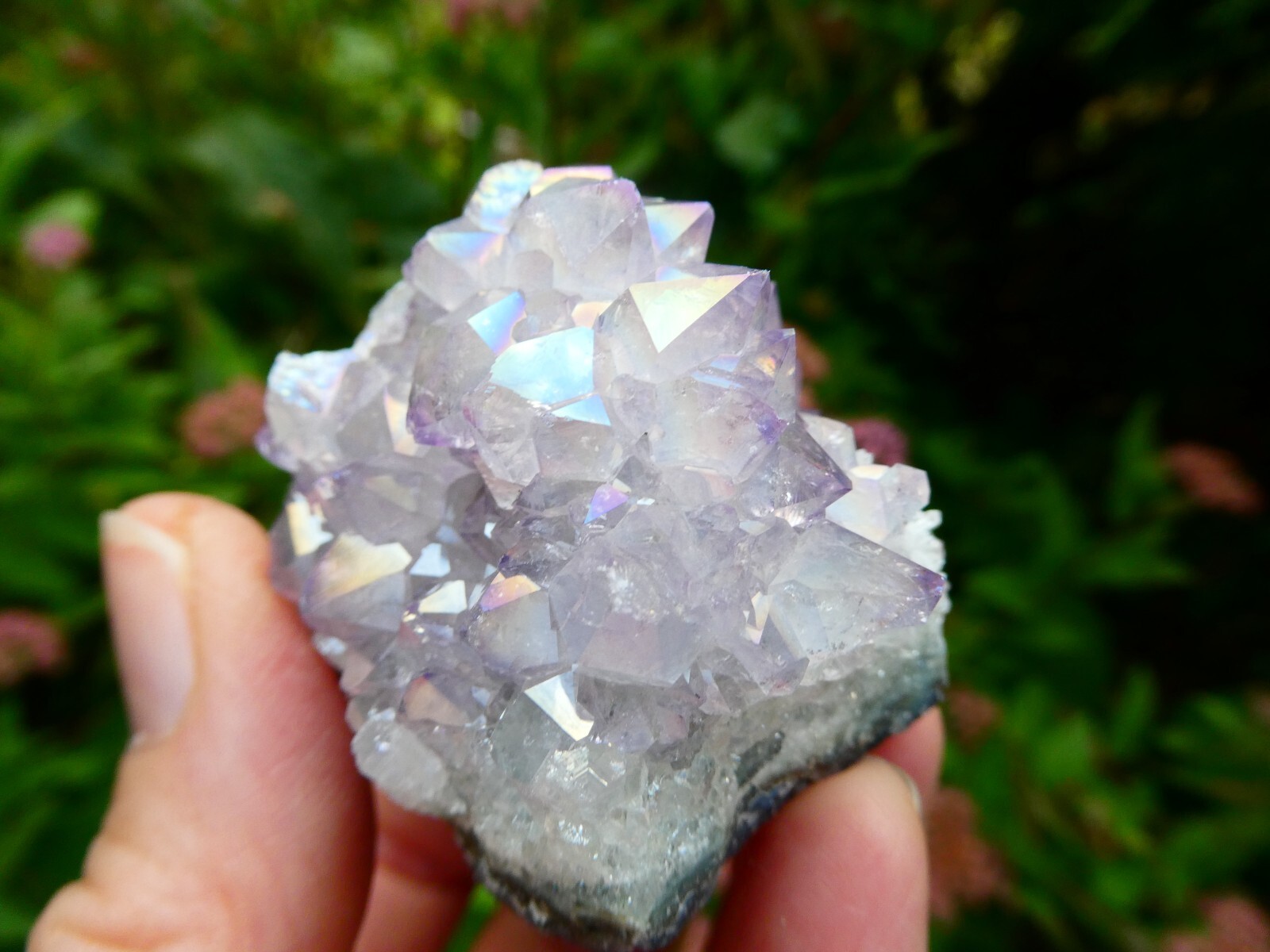 Aura Amethyst Crystal Cluster Multi Points Uruguay & Amethyst Cluster Bed Brazil