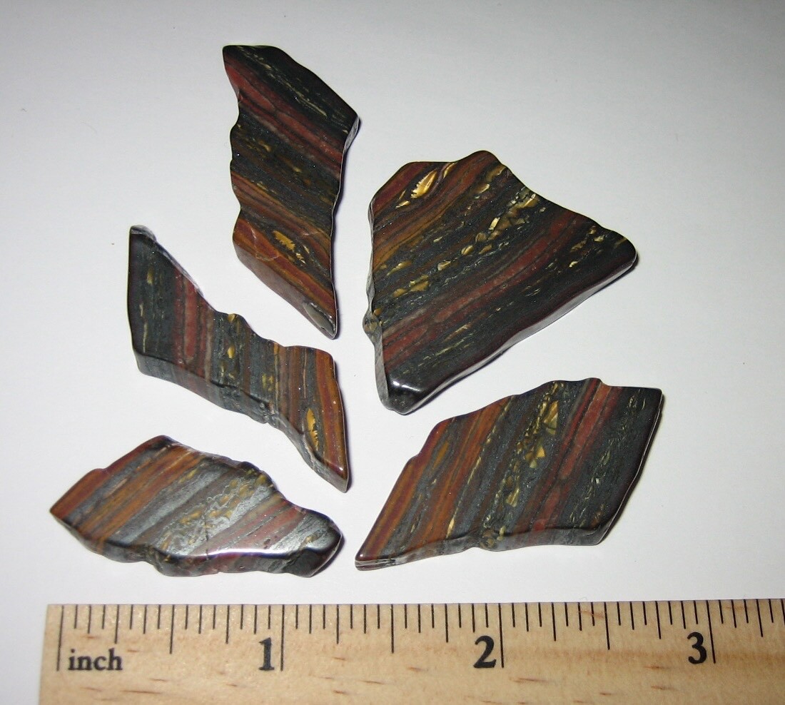 5 TUMBLED POLISHED NATURAL 1.2″- 1.4″ TIGER IRON STONE MINERALS AUSTRALIA 47g *1