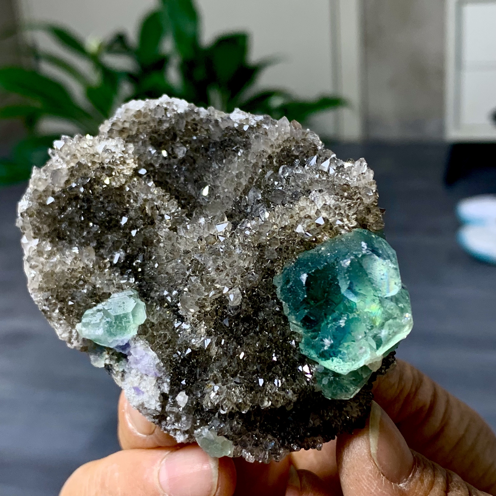 163G Rare Transparent blue-green Cube Fluorite Mineral Crystal Specimen/China
