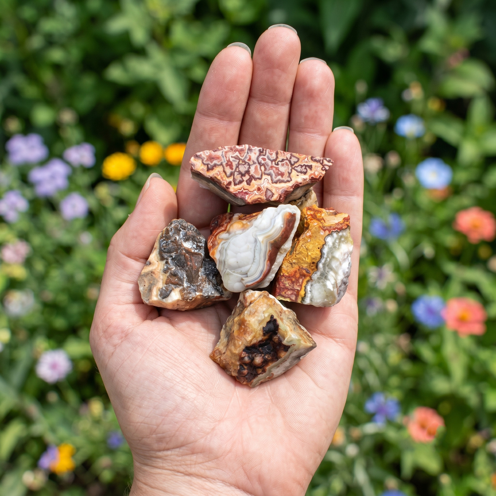 3PCS Raw Crazy Lace Agate |Balance Grounding Crystal Healing Specimen Home Decor
