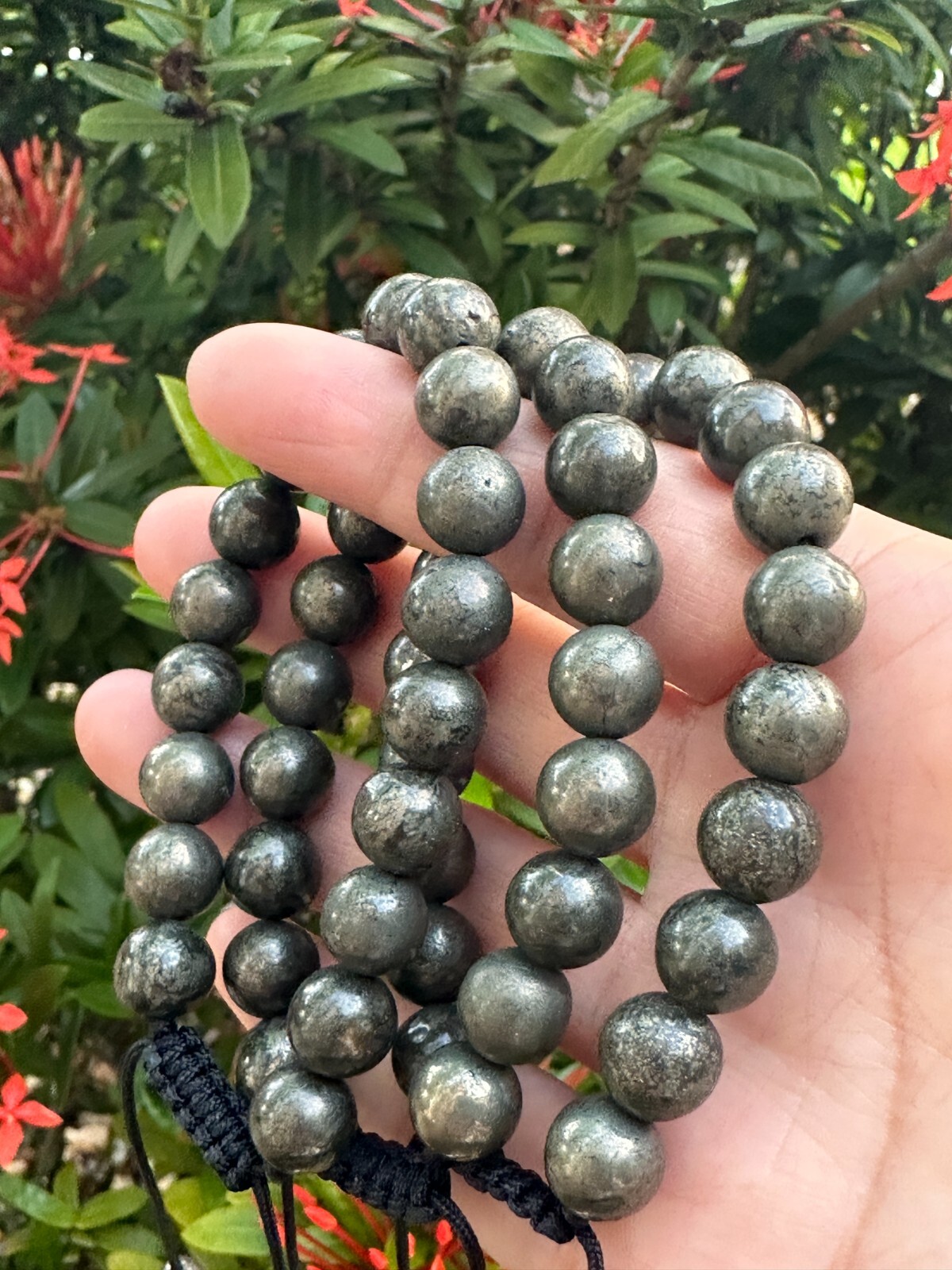 Grade A++ Pyrite Crystal Adjustable Bead Bracelet 10mm, Genuine Pyrite Bracelet