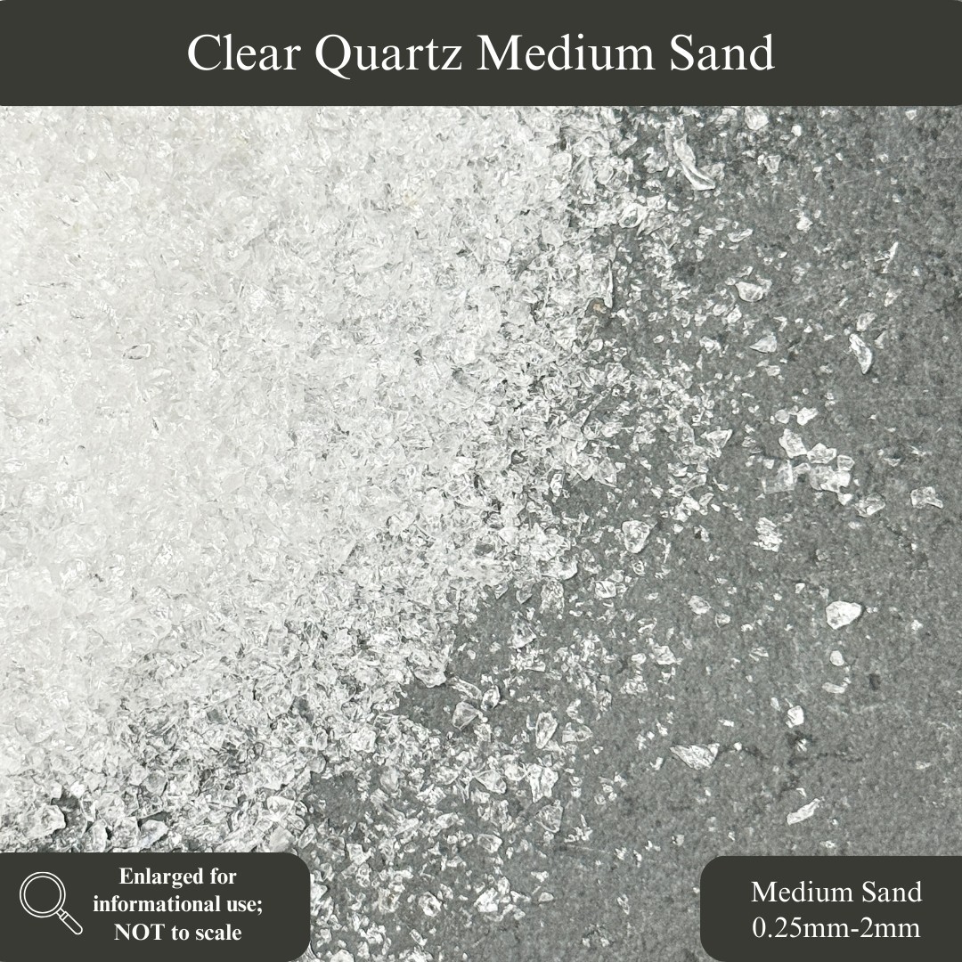 Crushed Clear Quartz Sand (Rock Crystal), 0.25mm-2mm for Resin, Inlay, & Crafts