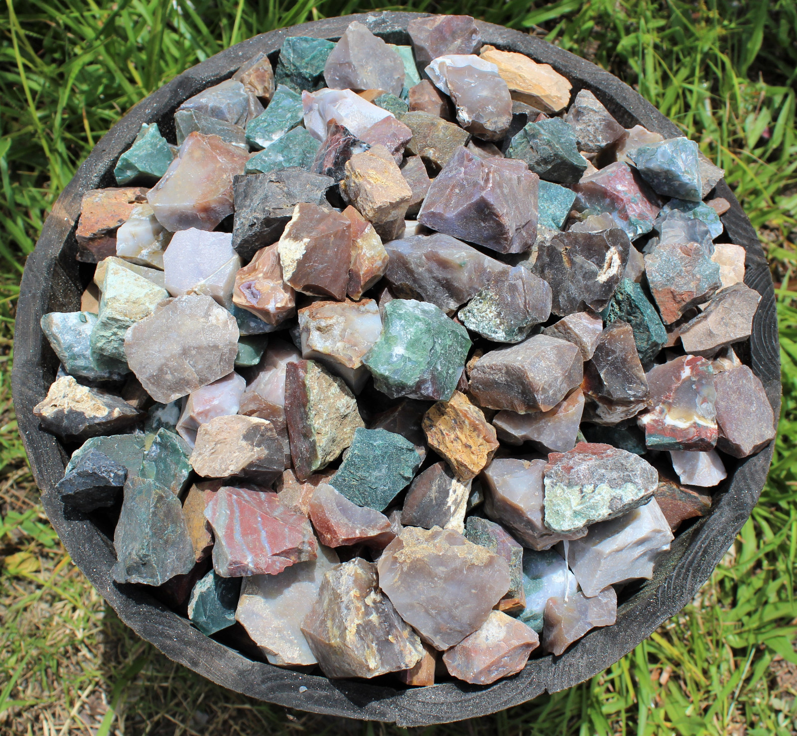 5 lb Lot Natural Rough Fancy Jasper, Raw Gemstone Cabbing Rock Multi color 80 oz