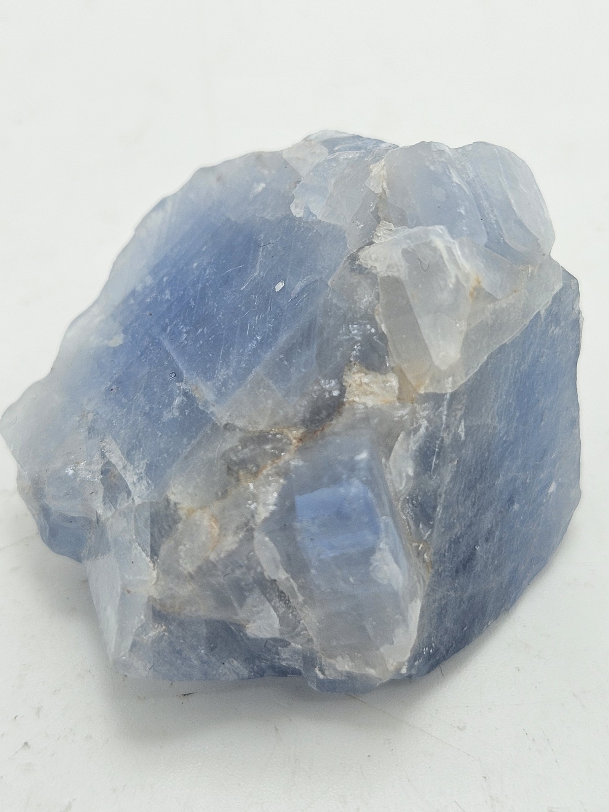 Natural Blue Calcite Raw Stone – Large Unpolished Sky Blue Crystal Chunk