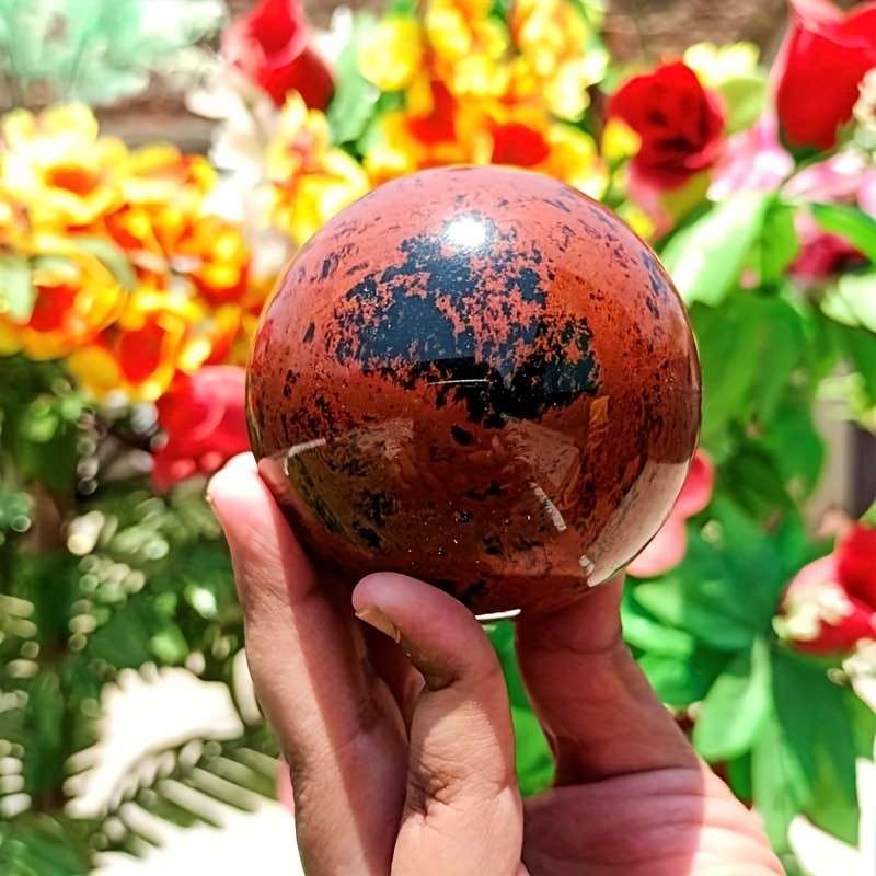60-70mm Crystal Red Obsidian Stone Sphere Polished Quartz Home Office Decor