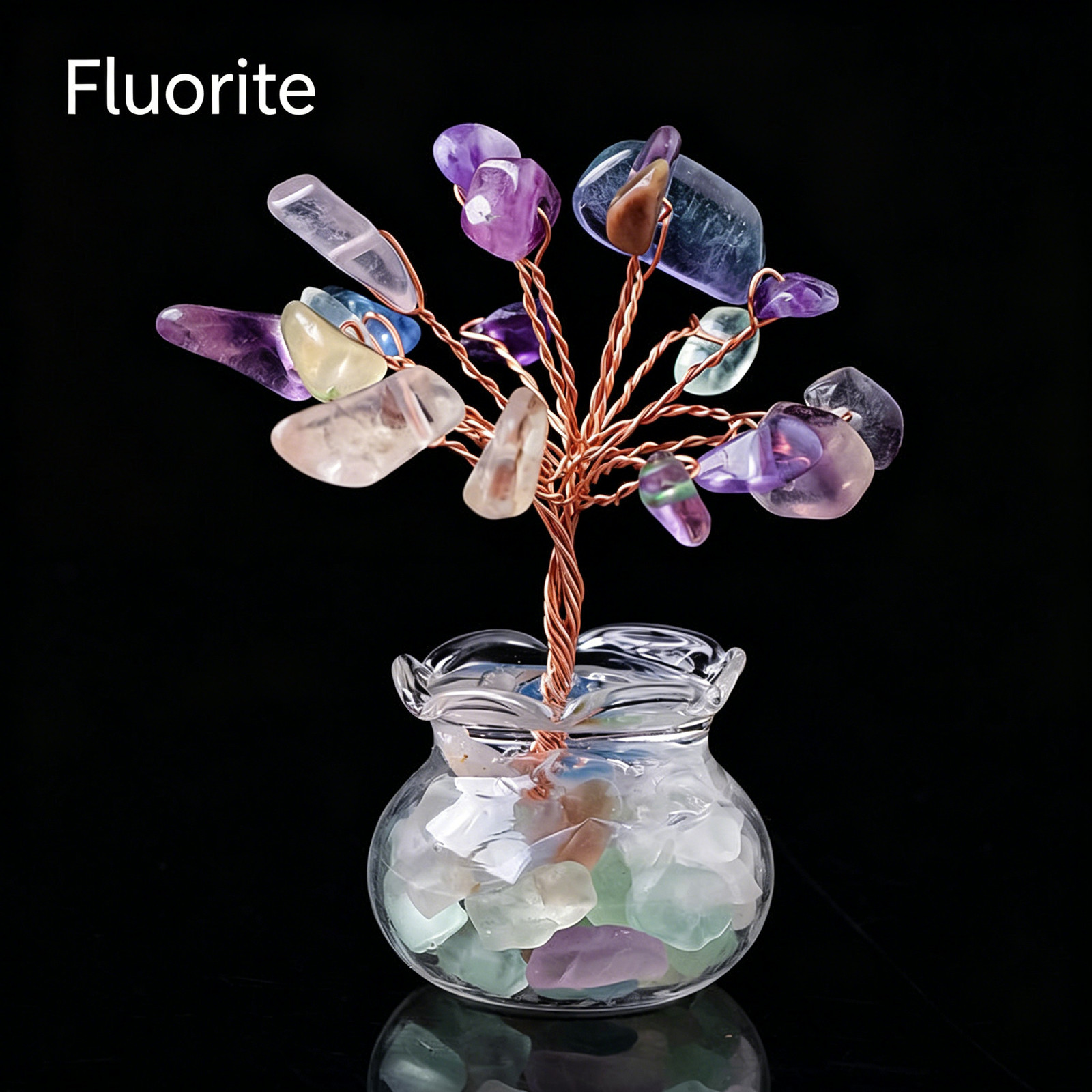 Natural Citrine Money Tree Ornament, Lucky Desktop Crystal Tree Decor for Home &