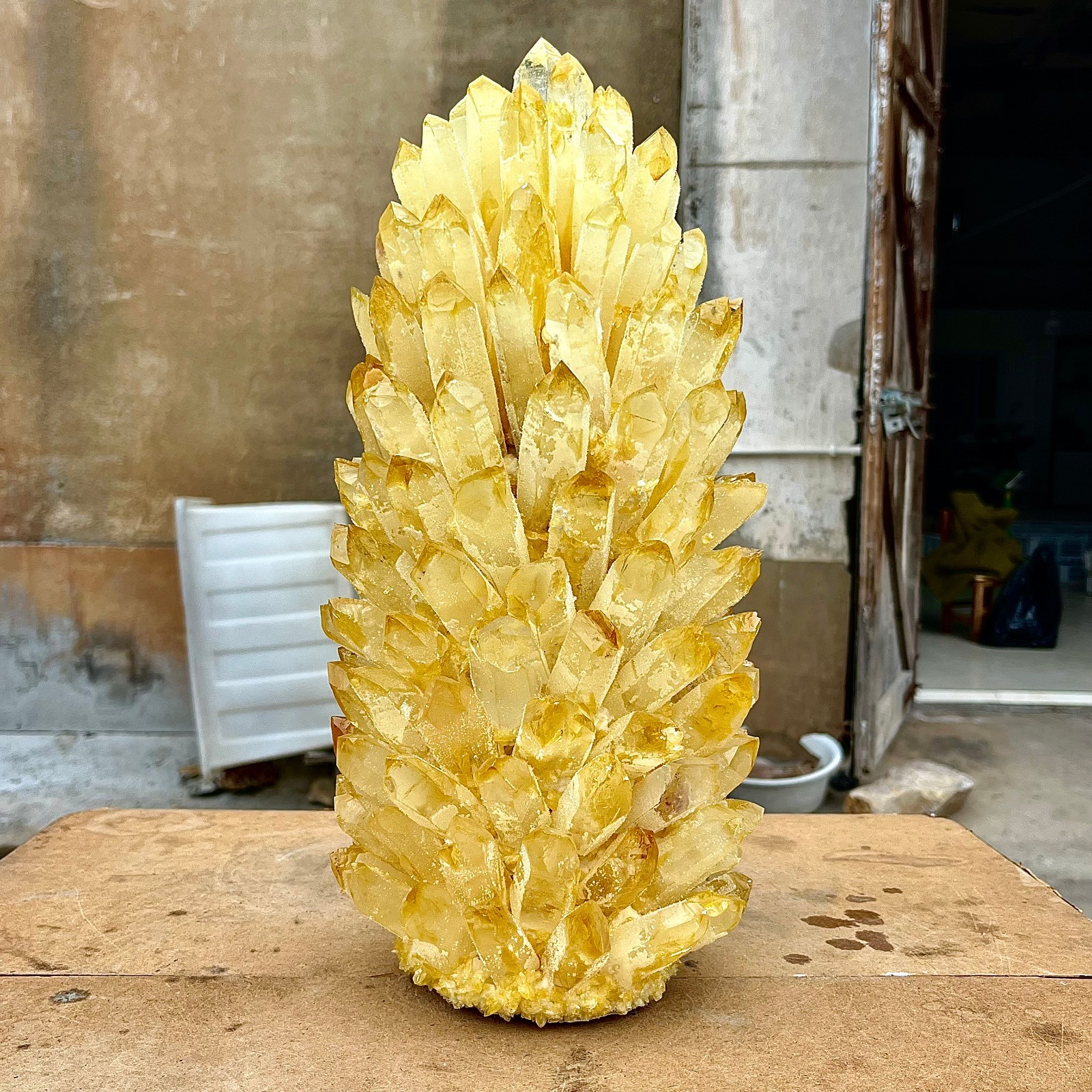 26.75LB Yellow Ghost Phantom Crystal Cluster Flower Raw Crystal Heal Quartz Deco