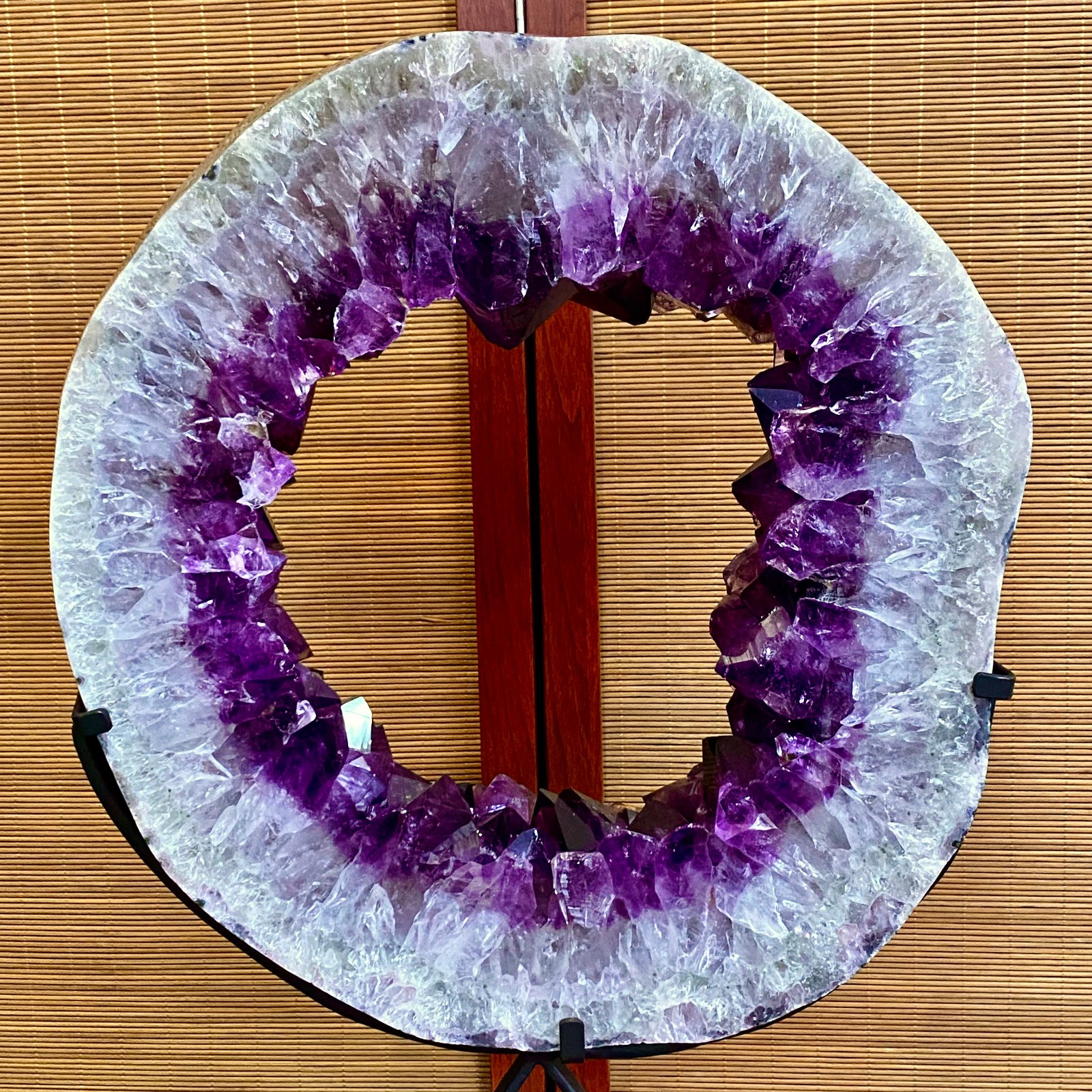 28.4LB Natural Amethyst Cave Crystal Slice Crescent shaped Hand Cut Repai