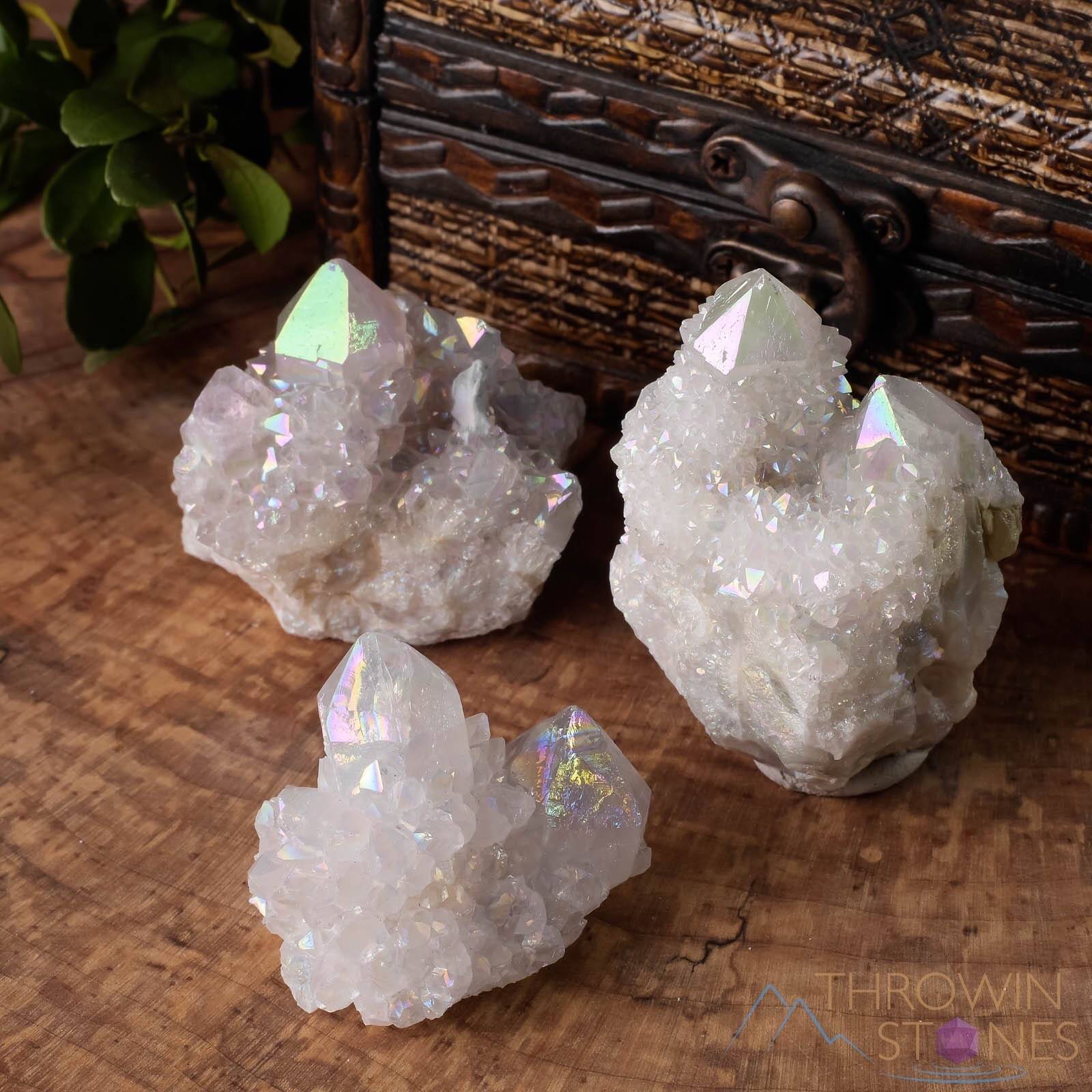 White Angel AURA QUARTZ Crystal – Lotus – Rainbow Spirit Quartz Decor, E2005