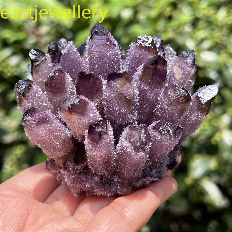310g+ Raw Dark Purple Phantom Amethyst Cluster Crystal Geode Specimens Ornament