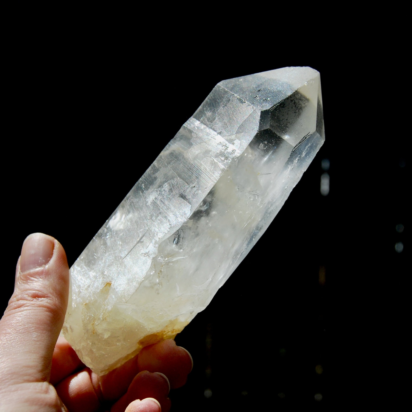 5in 355g RARE Lightning Strike Isis Face Golden Sun Lemurian Seed Crystal, Yello