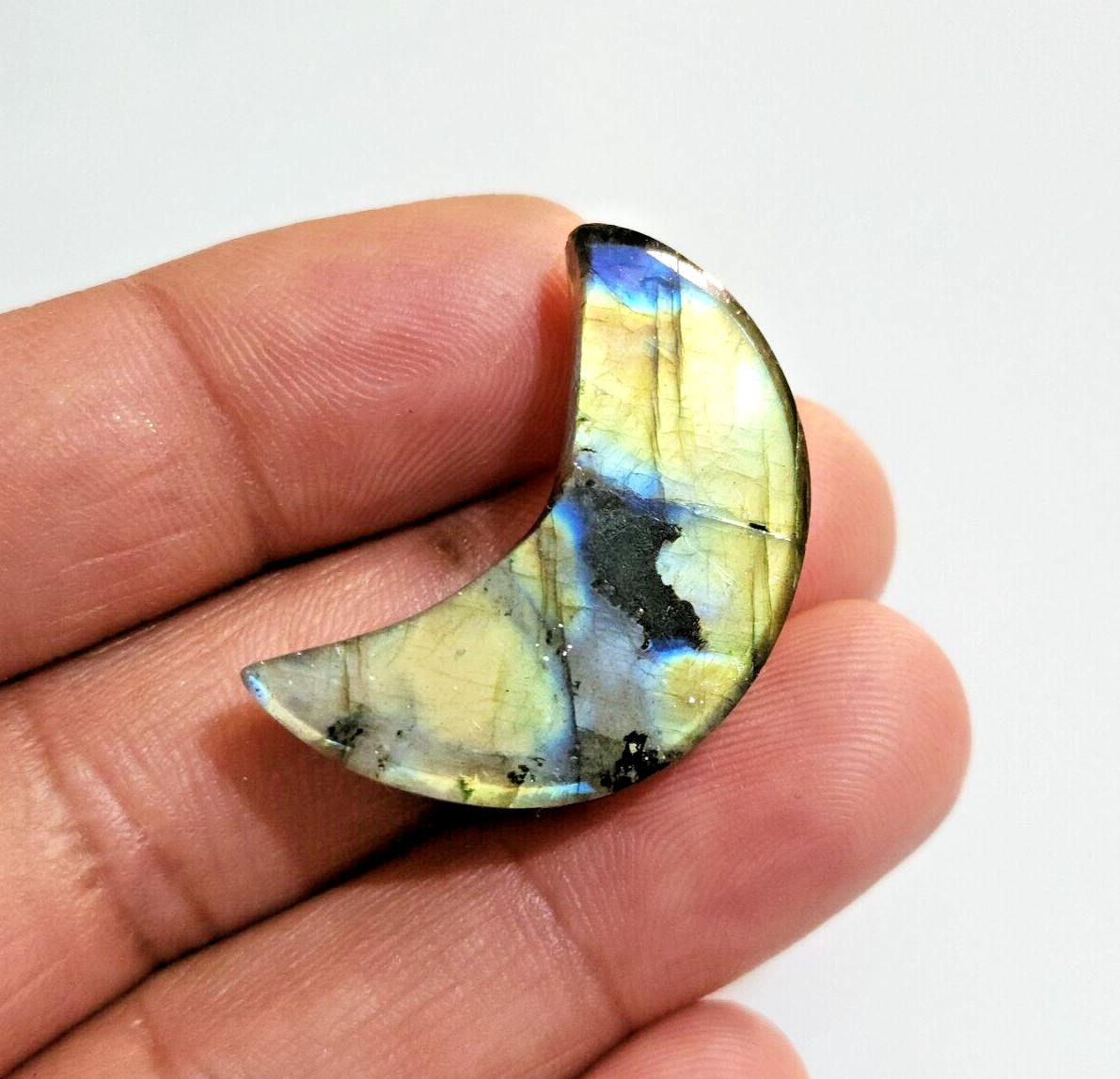 100% Natural 45.50 Crt Multi Labradorite Moon Shape Loose Gemstone For Jewelry