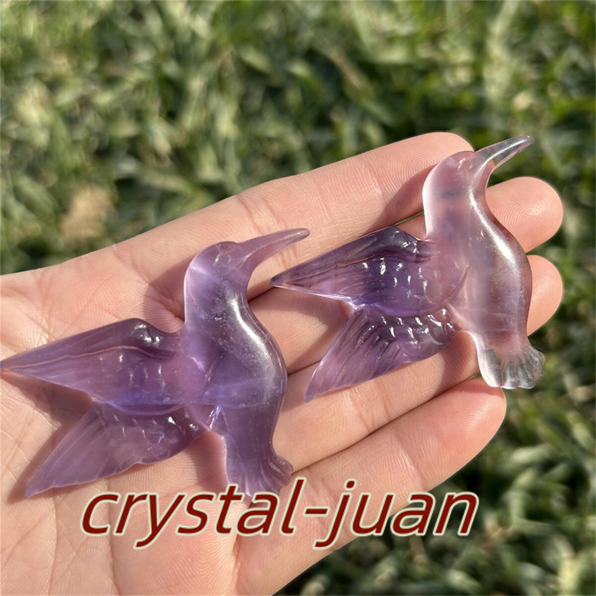 2″+ Natural Fluorite humming bird skull Carved Quartz Crystal skull Reiki heal