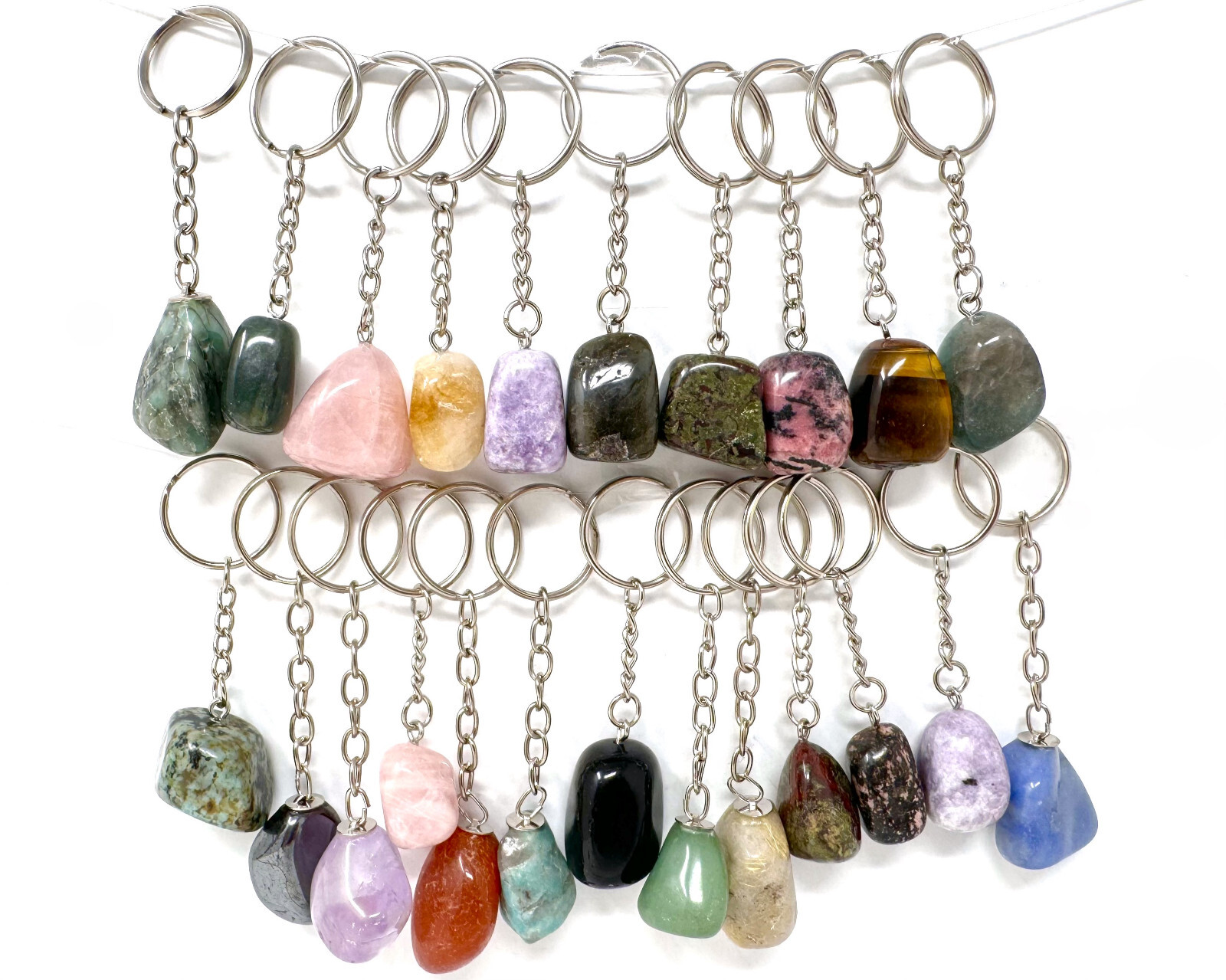 Tumbled Stone Crystal Keychain: Choose Stone! Crystal Key Ring, Crystal Keychain