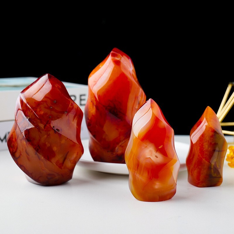 Carnelian Flame Shape Red Agate Healing Crystal Tower Specimen Home Decor Gift