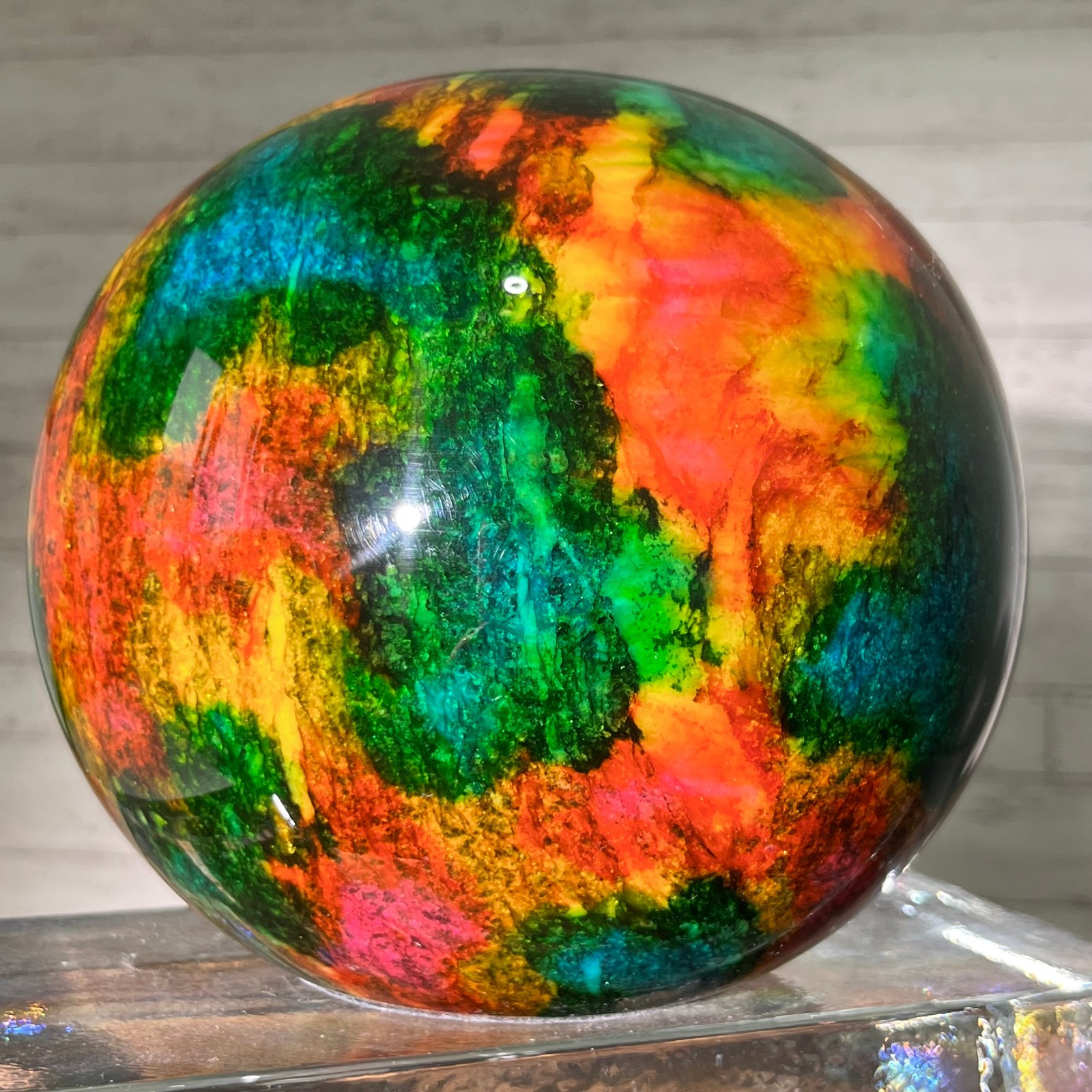 11.22 lb Natural Seven Color Jade Sphere – Taiwan Serpentine Crystal Ball 5.7in