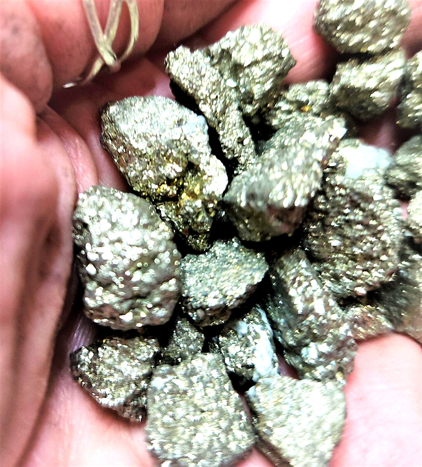 Natural Tiny Pyrite Crystal Minteral Nuggets from Peru sold in 2 ounce Bulk bags