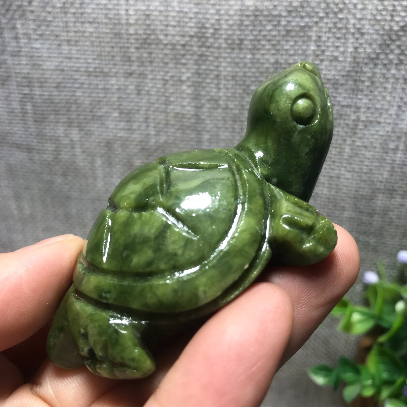 82g Natural Green jade carved Turtle quartz Crystal Tortoise 32