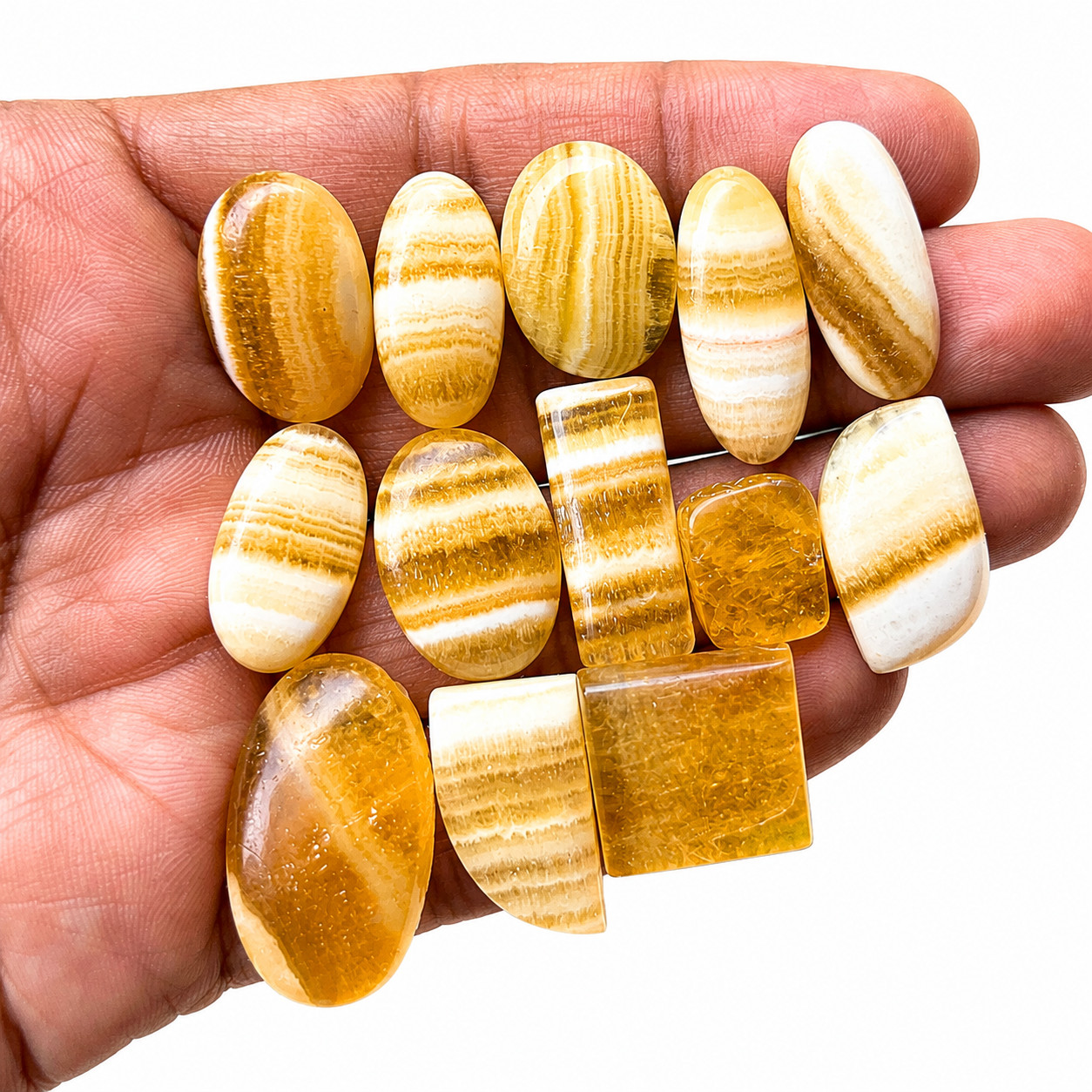 Natural Honey Calcite Assorted Shape Cabochons Mixed Size Loose Gemstone Lot