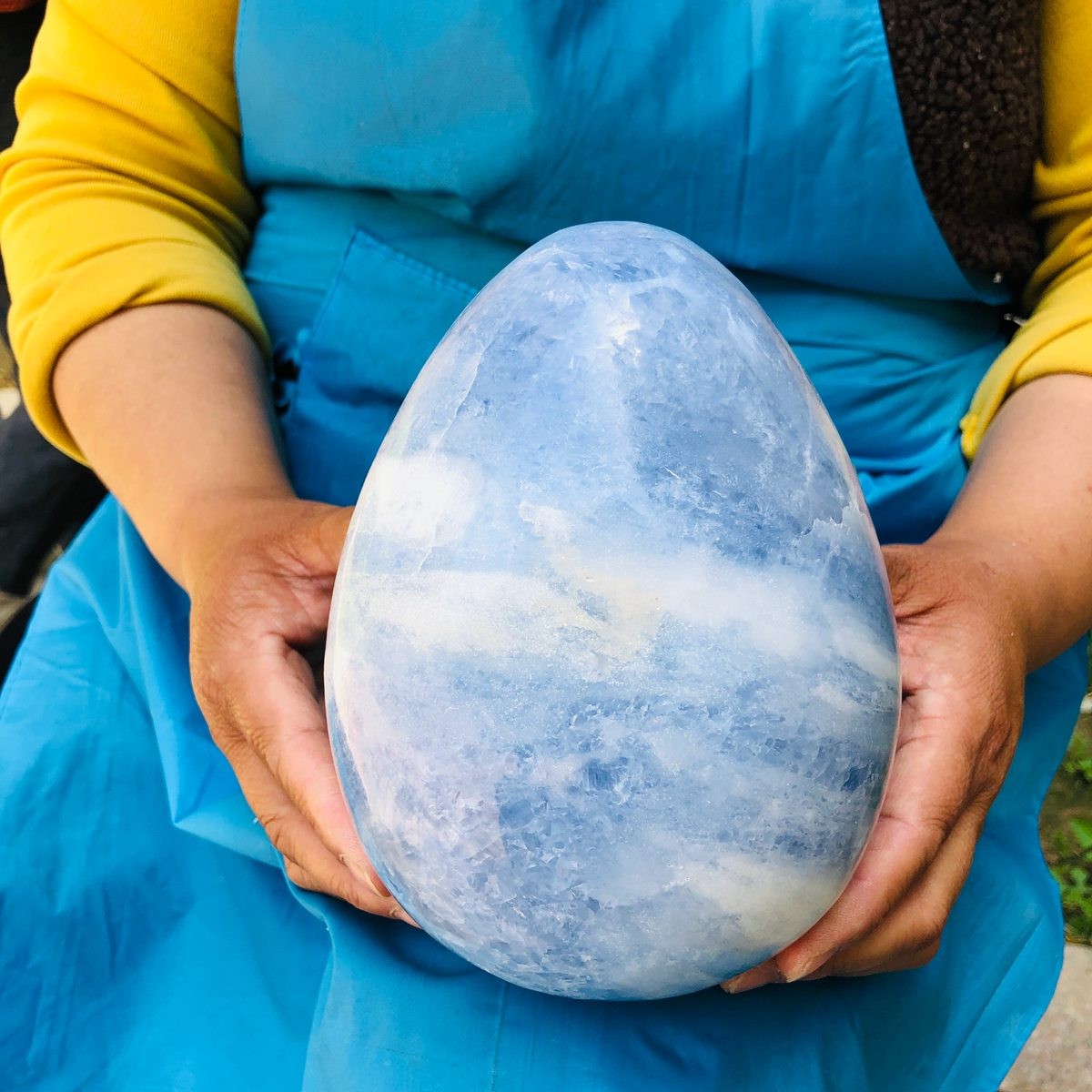 8.2LB Natural blue celestite POLISHED egg shape Quartz Crystal healing decor