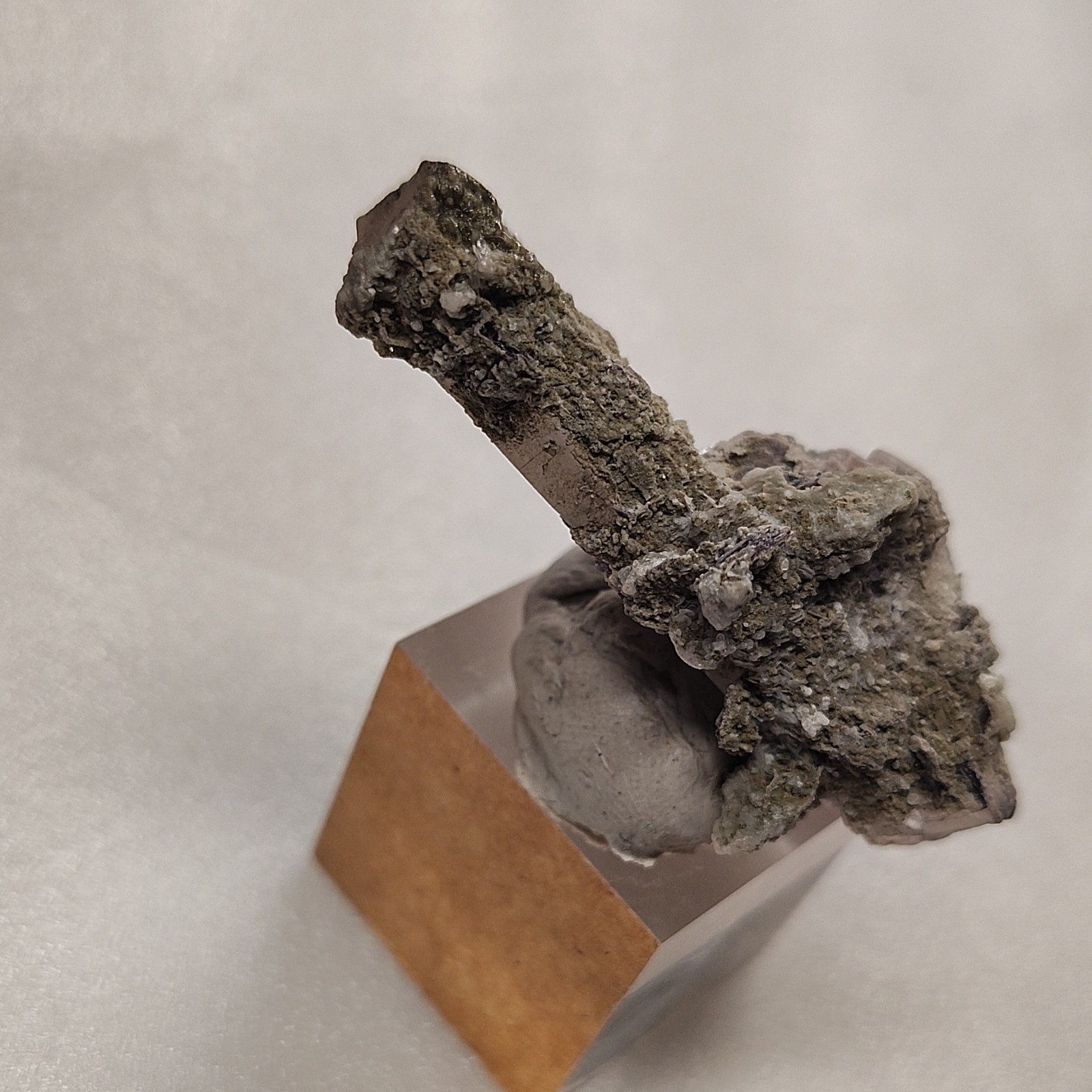 Green Hedenbergite Included Quartz Crystal Cluster on Matrix – Inner Mongolia