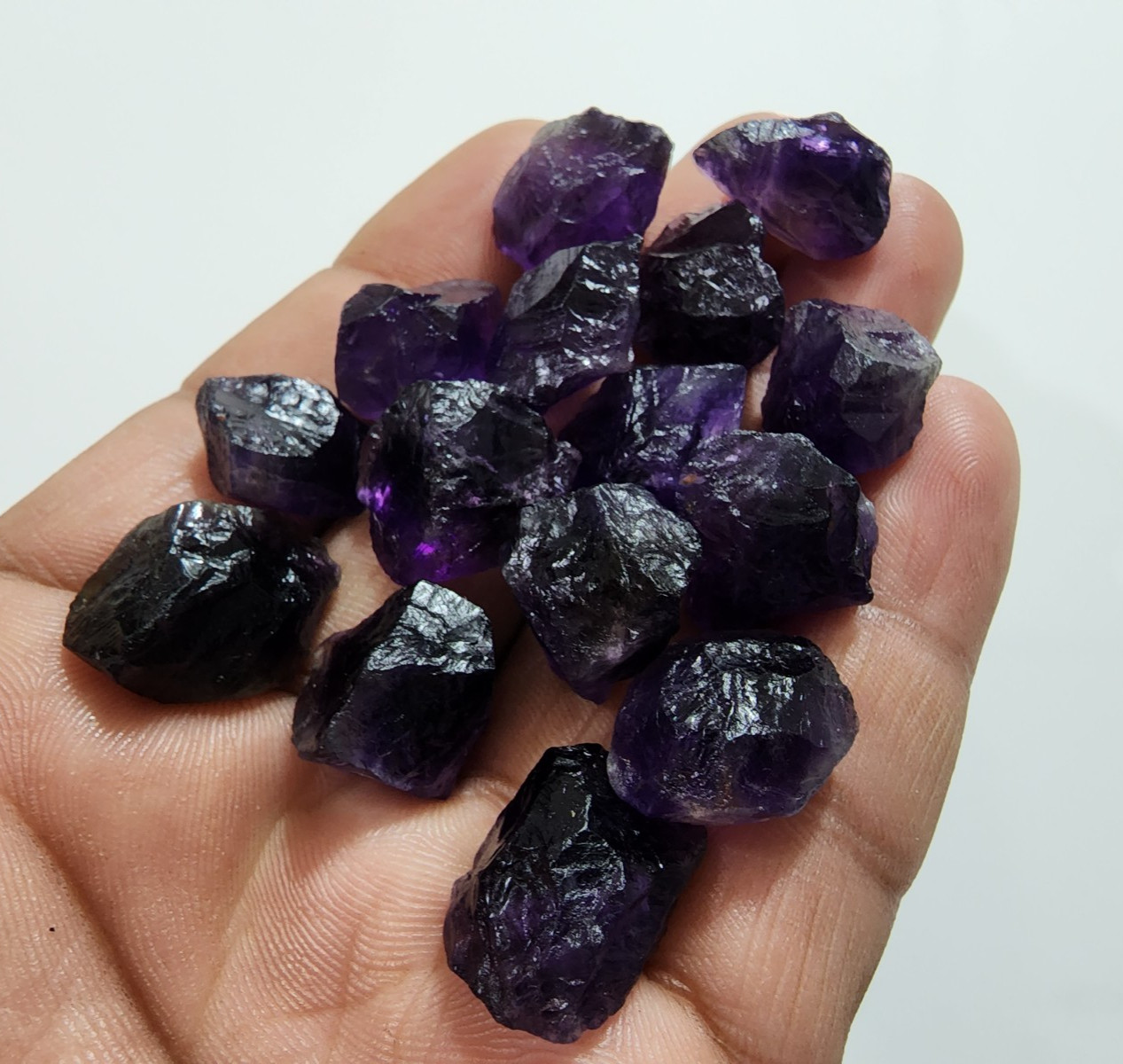 15 Pcs Beautiful Purple Amethyst Rough Gemstone Chunks Size 16-20 MM Loose Rough