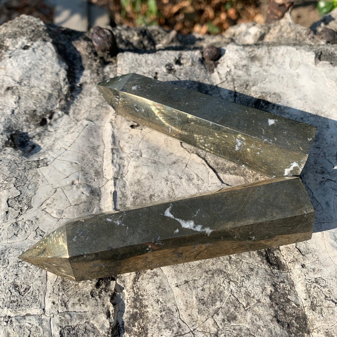 3 ~ 4 inch Gray Pyrite Point Obelisk Crystal Tower Decoration Home Decoration