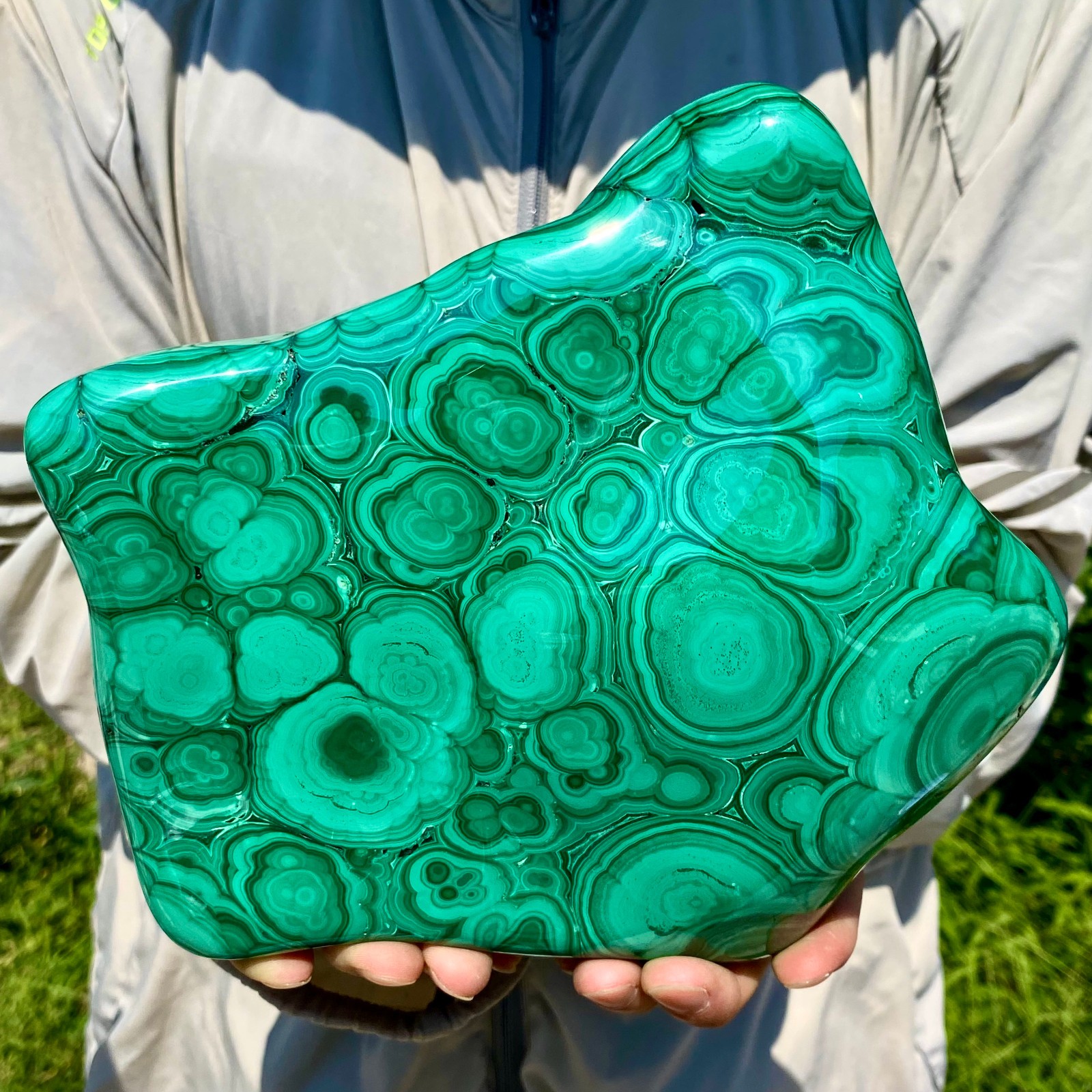7.49LB Natural glossy Malachite transparent cluster rough mineral sample