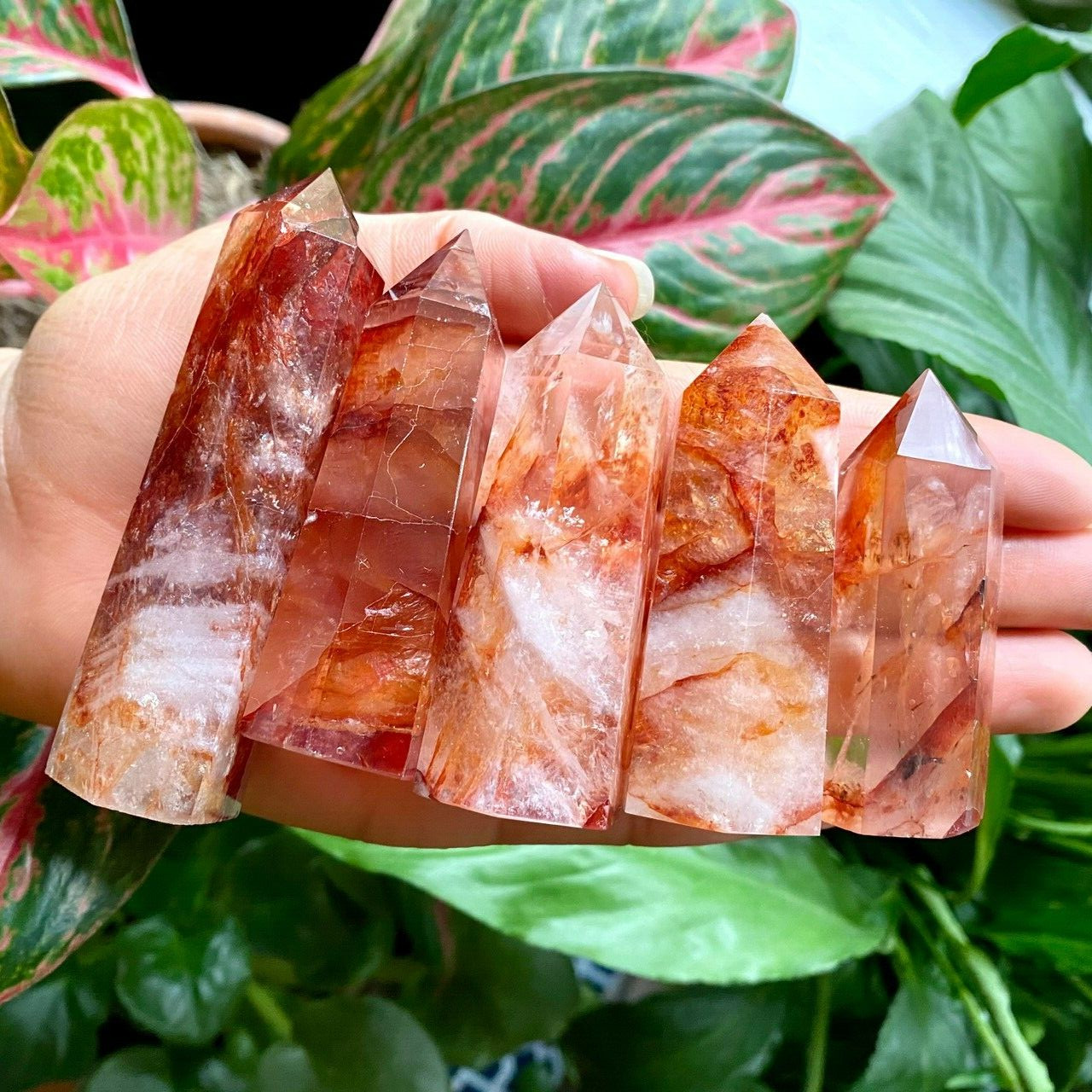 Fire Quartz Red Hematoid Tower Point Obelisk Healing Reiki Crystal Specimens
