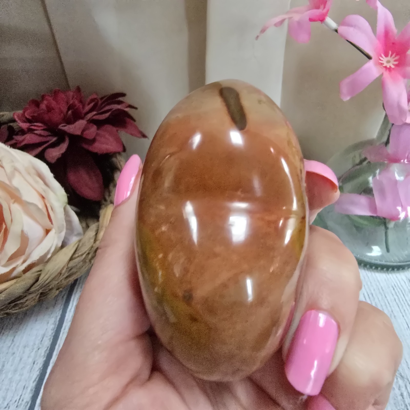 Large Polychrome Ocean Jasper Crystal Heart Polished Gemstone pc5