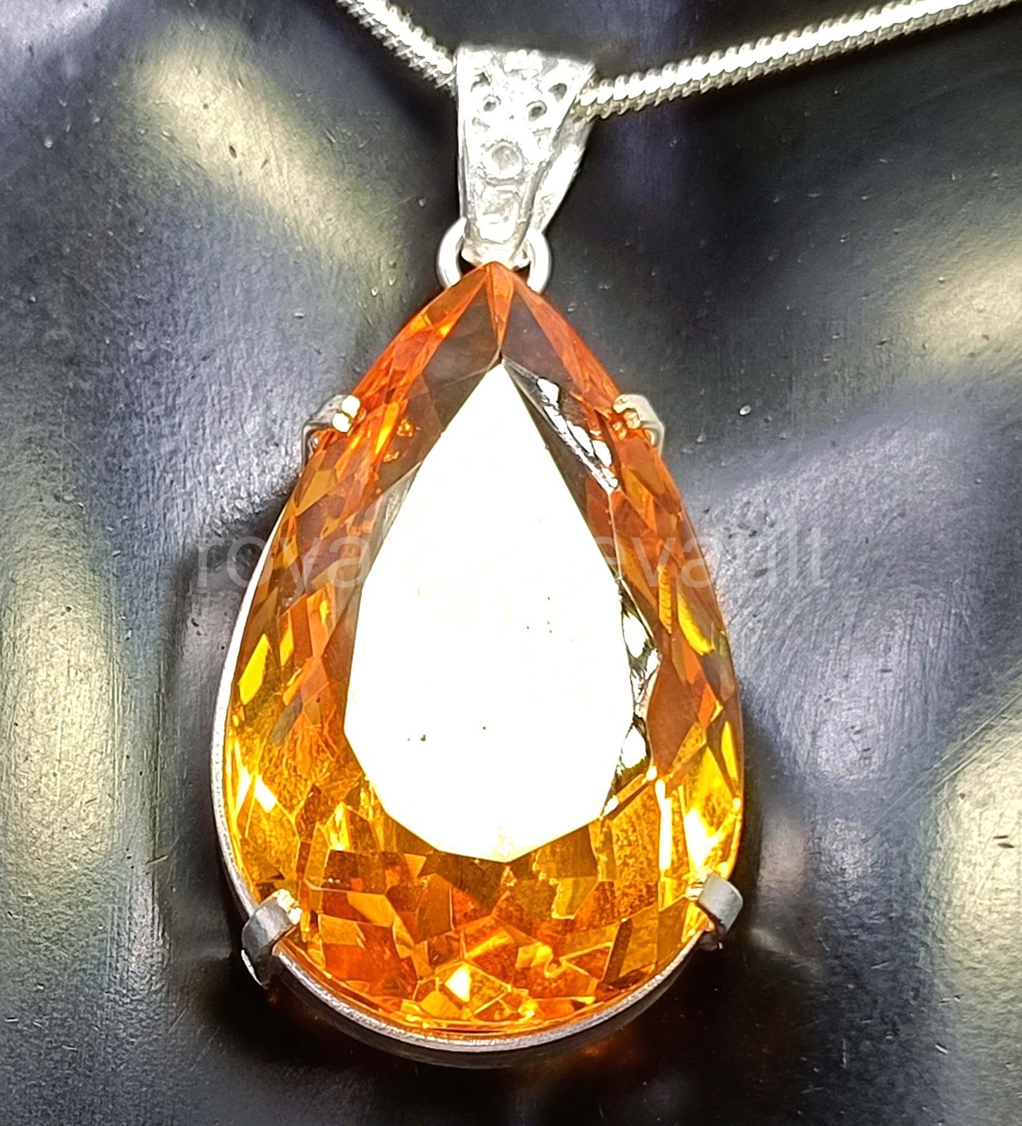 100.5Ct Natural Yellow Sapphire Pendant Pear Shape 925 Silver IGL Certified 5JOY